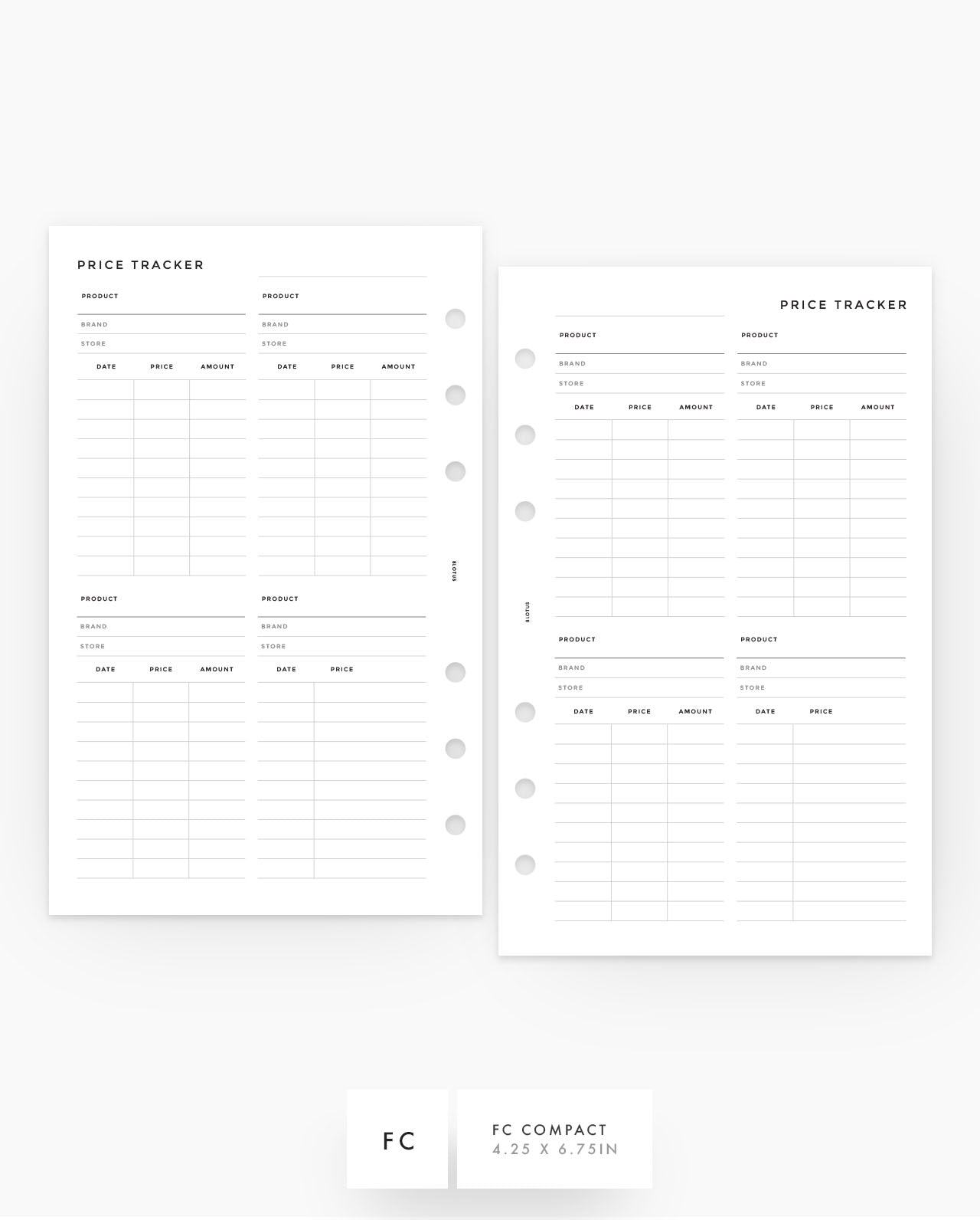 MN152 - Price Tracker Planner Inserts - SPECIAL ORDER