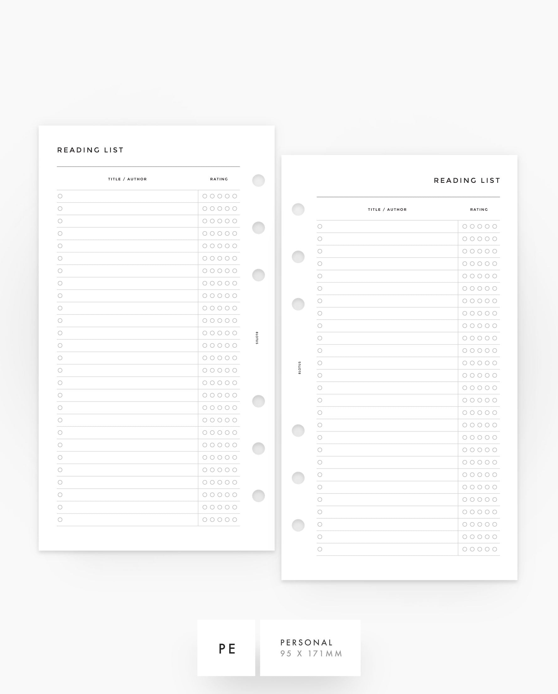 MN242 - Reading List - Planner Inserts