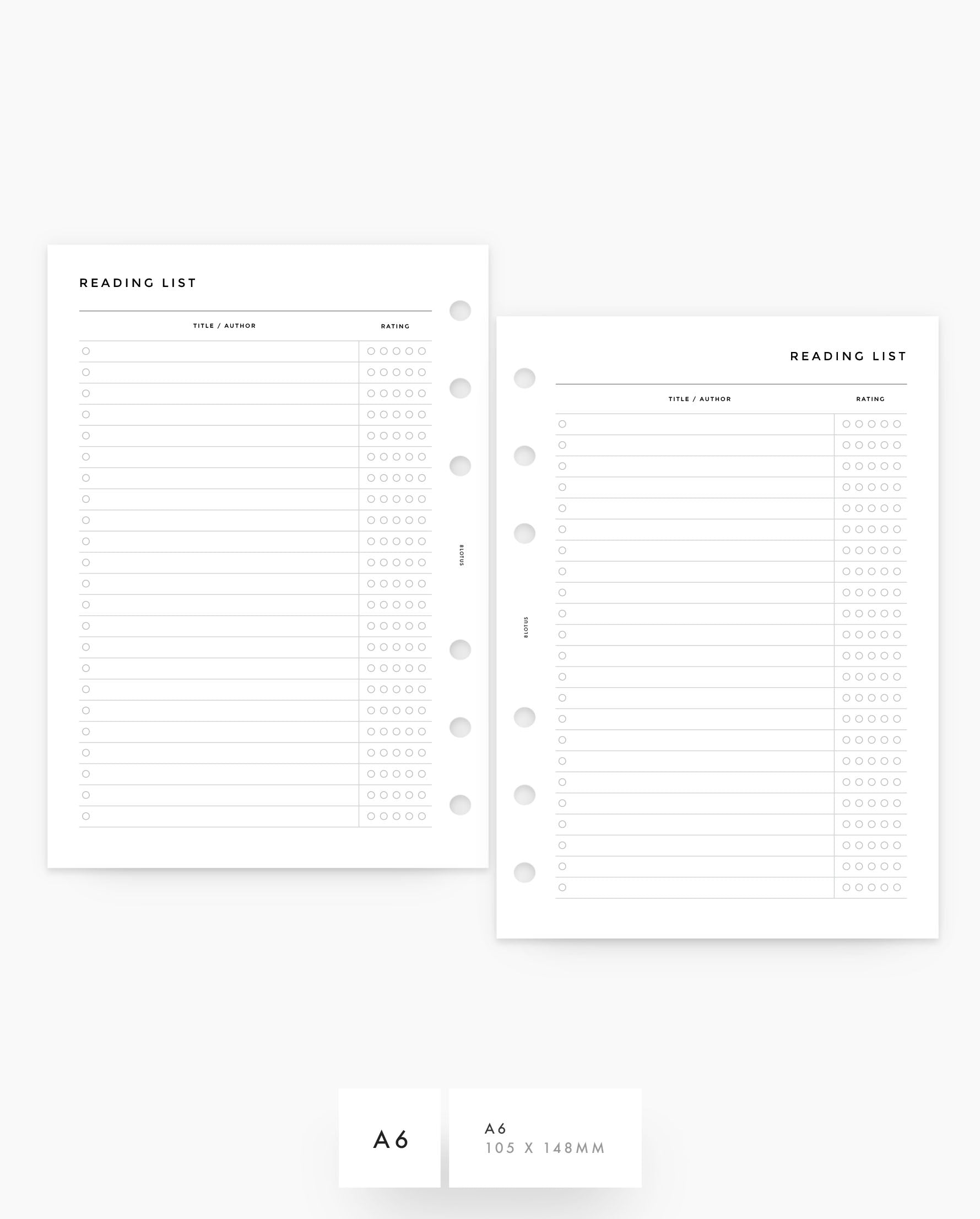 MN242 - Reading List - Planner Inserts