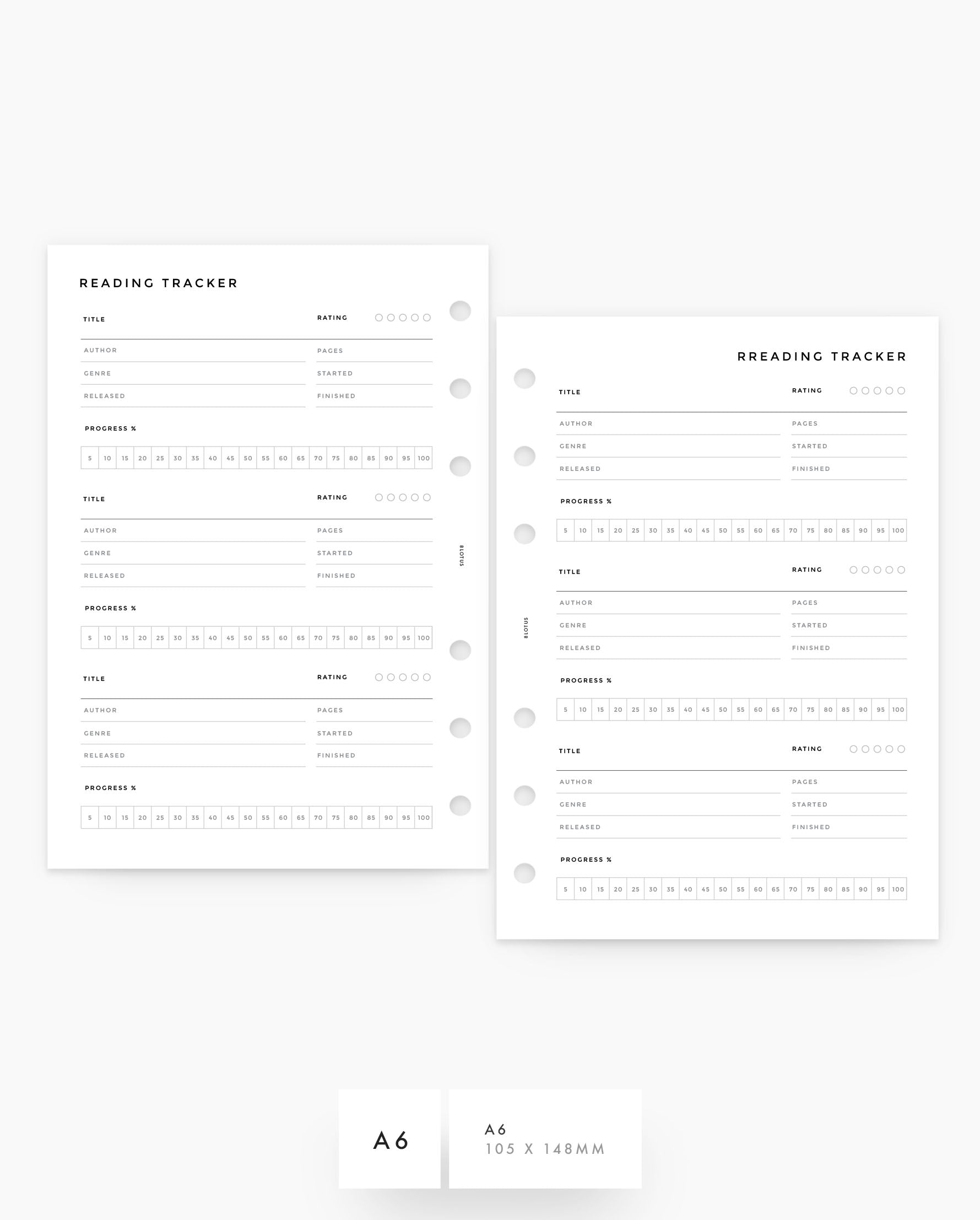 MN243 - Reading Tracker - Planner Inserts (Special Order)