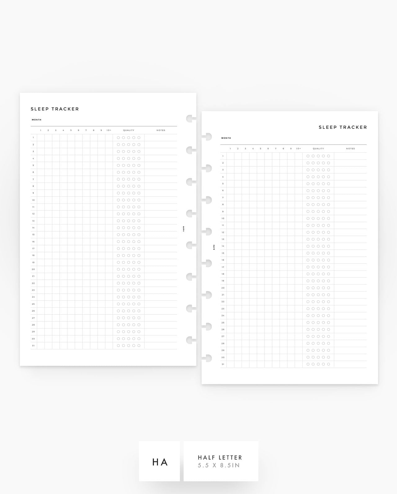 MN115 - Sleep Tracker - Printable Inserts