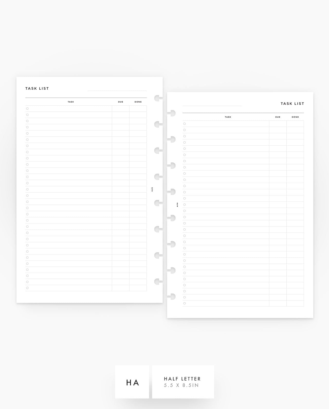 MN124 - Task List - Planner Inserts - SPECIAL ORDER