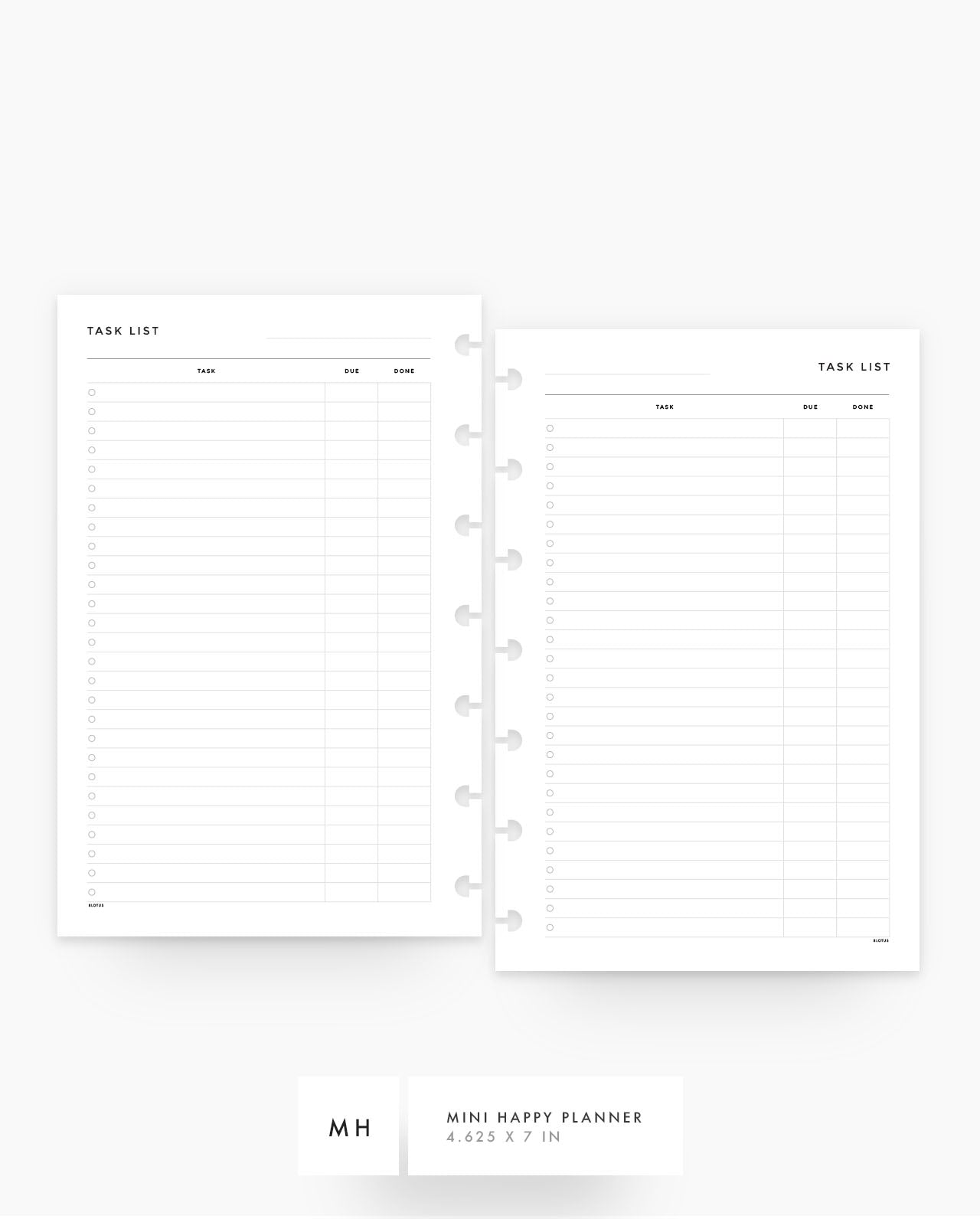 MN124 - Task List - Planner Inserts - SPECIAL ORDER