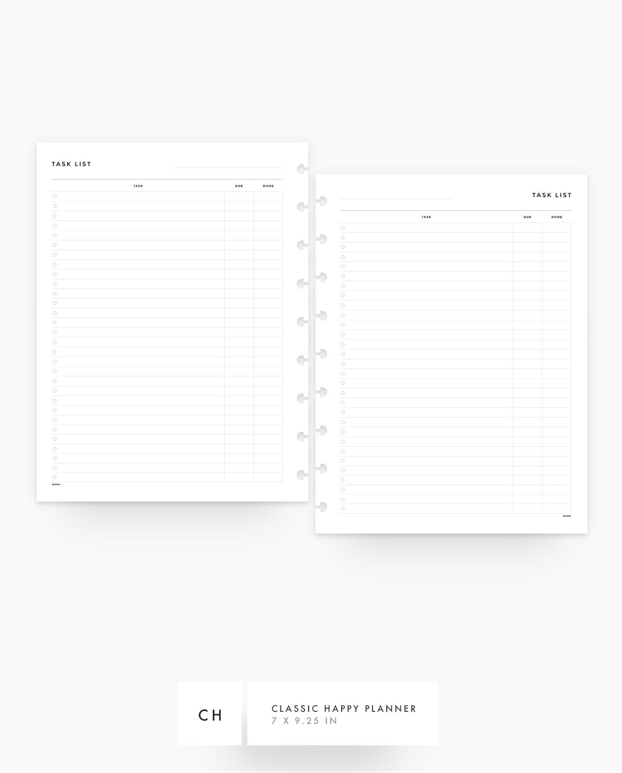 MN124 - Task List - Planner Inserts - SPECIAL ORDER