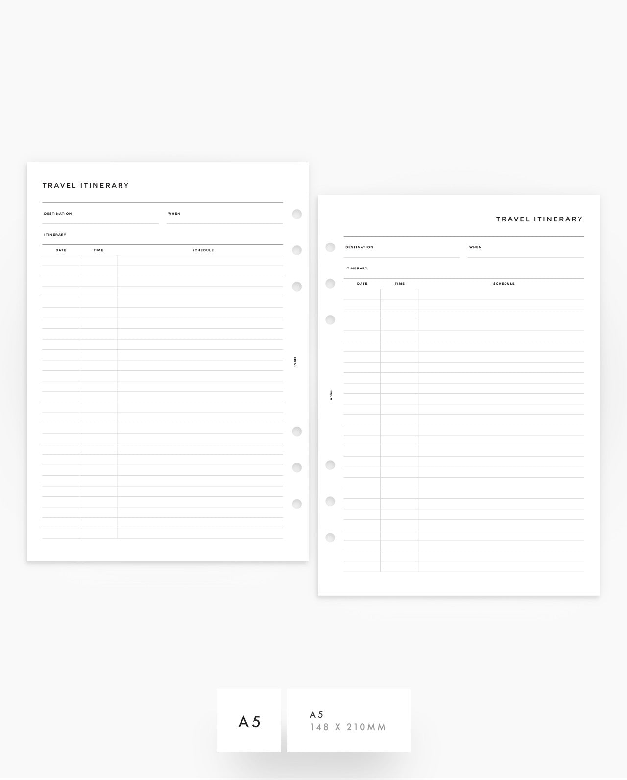 MN276 - Travel Itinerary Planner Inserts - SPECIAL ORDER