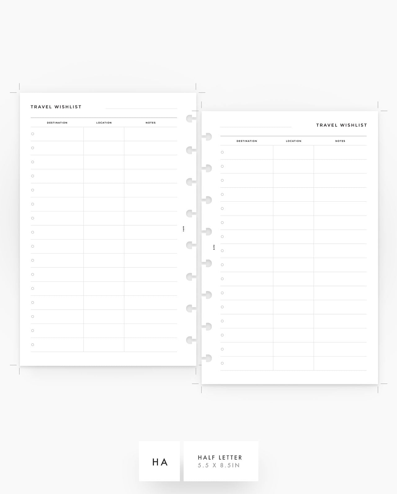 MN083 - Travel Wishlist - Planner Inserts - SPECIAL ORDER