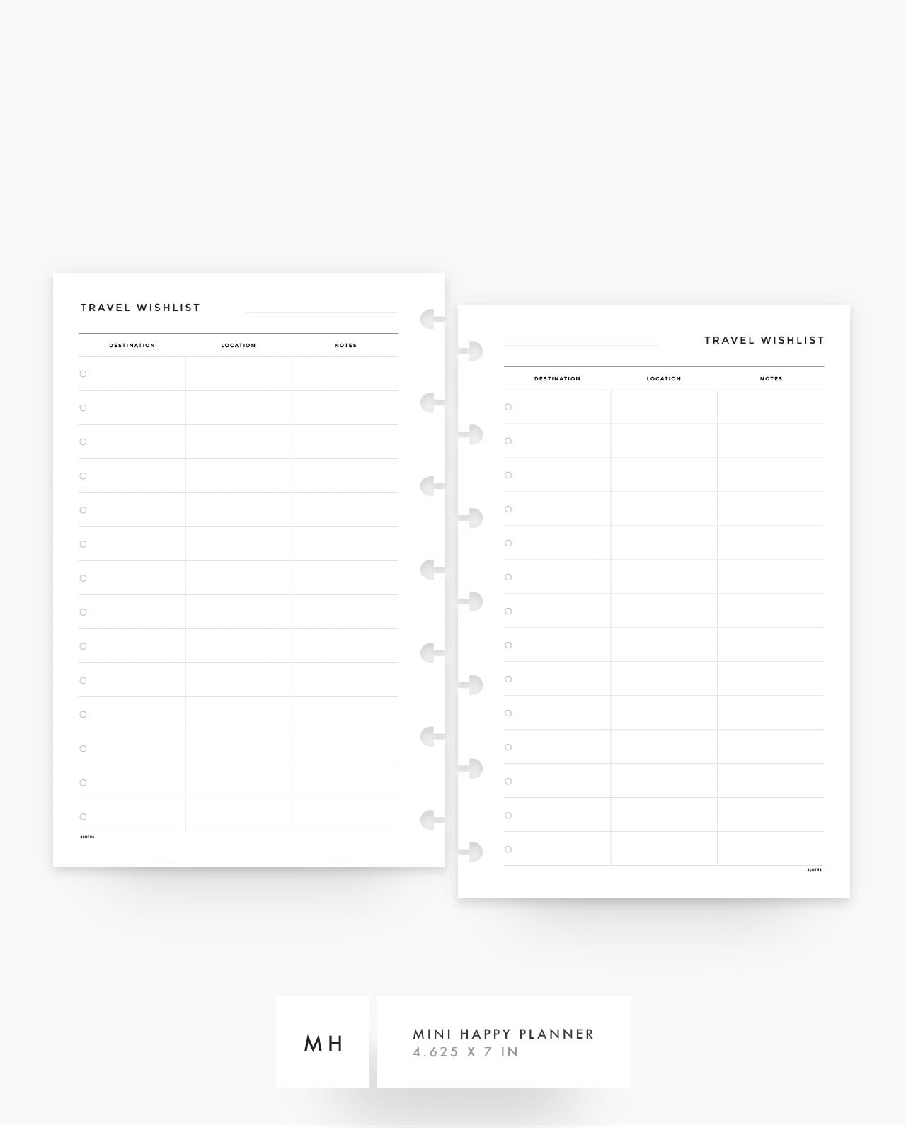 MN083 - Travel Wishlist - Planner Inserts - SPECIAL ORDER
