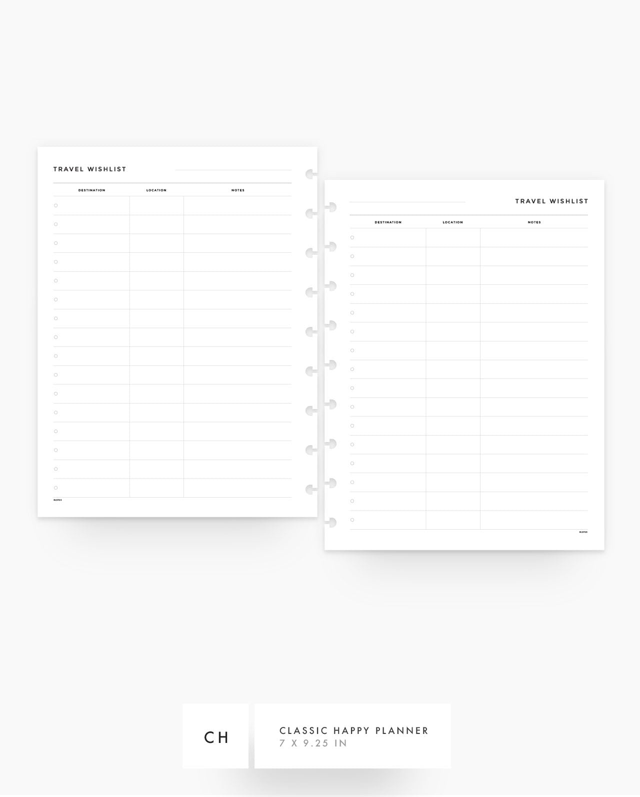 MN083 - Travel Wishlist - Planner Inserts - SPECIAL ORDER