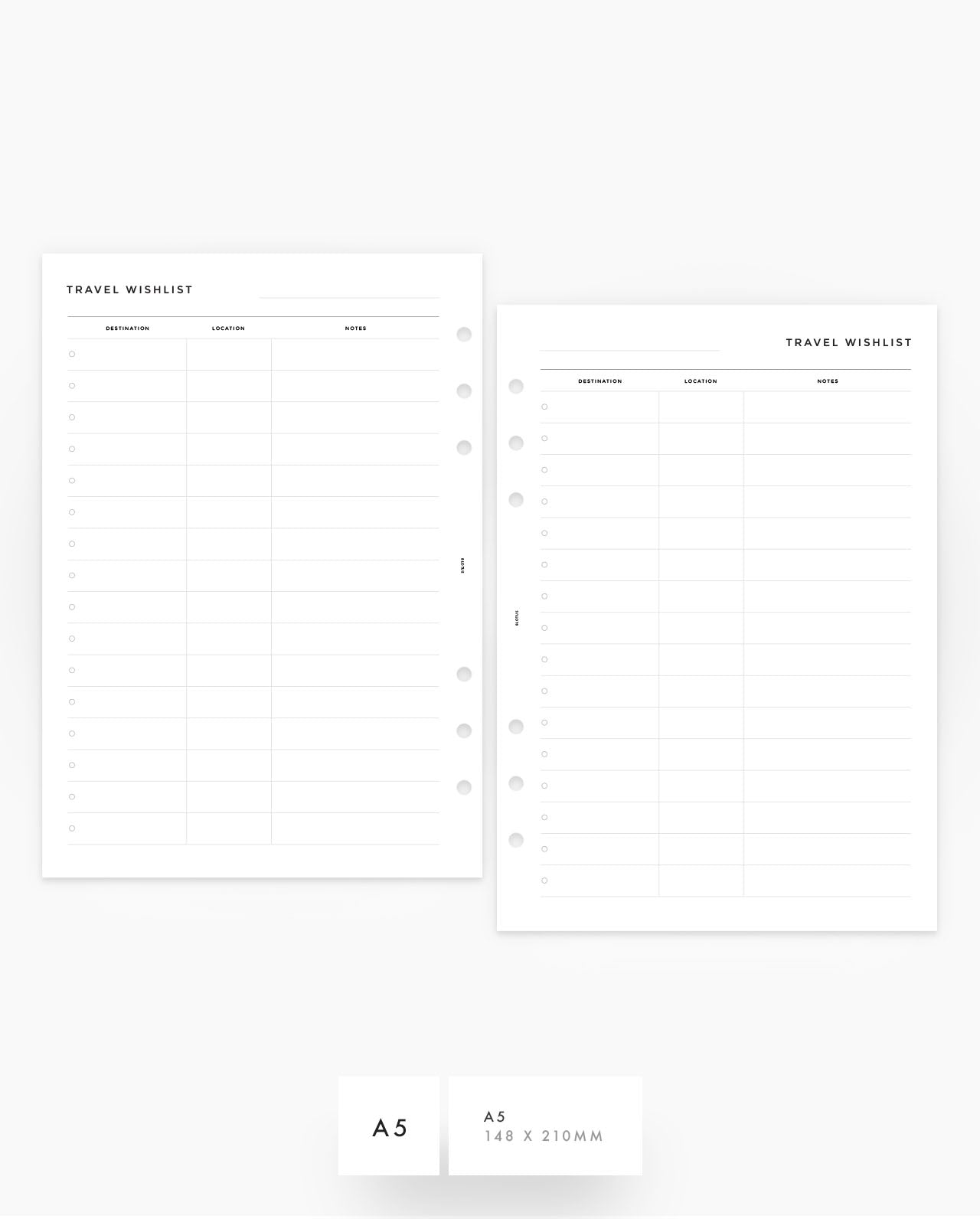 MN083 - Travel Wishlist - Planner Inserts - SPECIAL ORDER