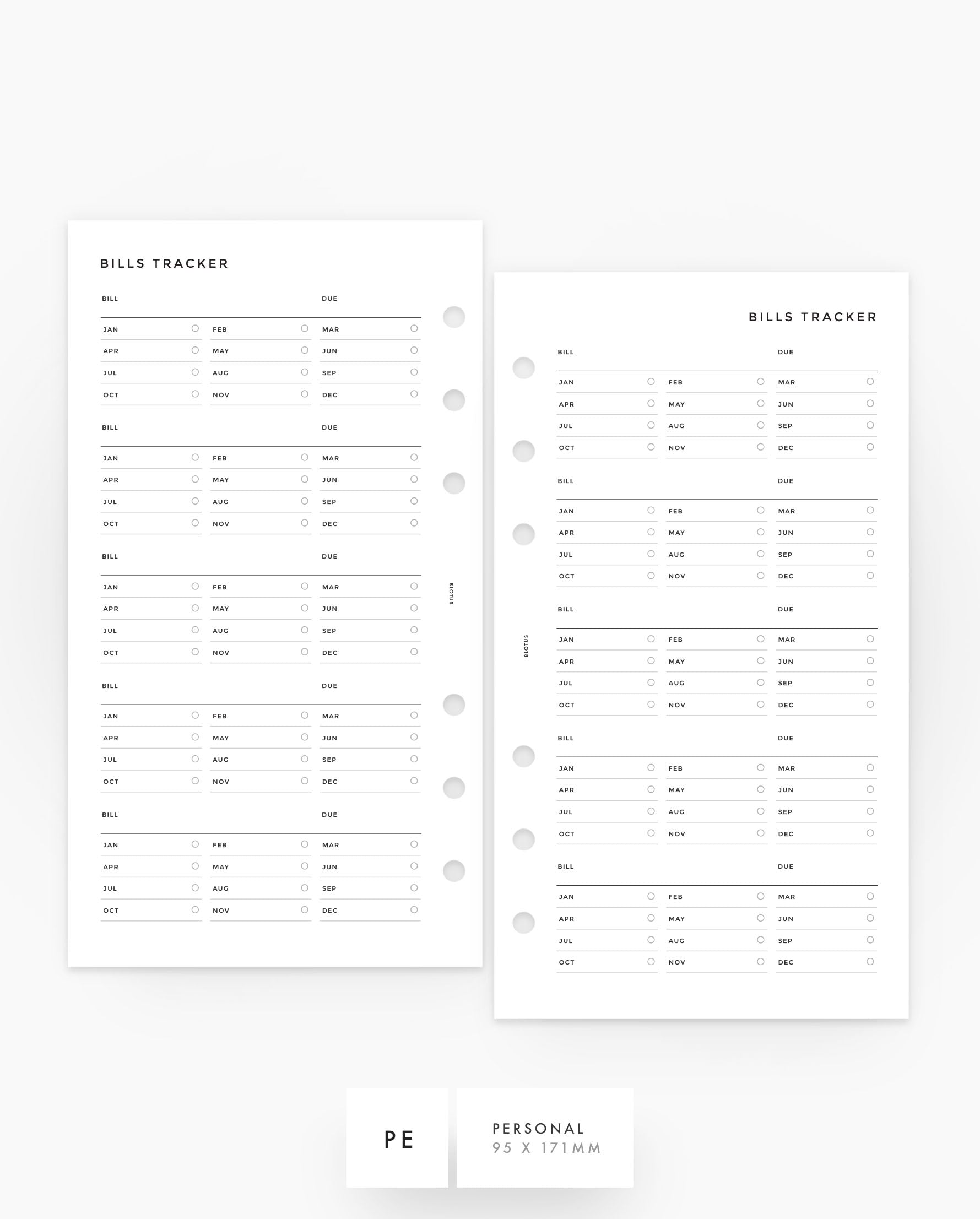 MN231 - Yearly Variable Bills Tracker Planner Inserts