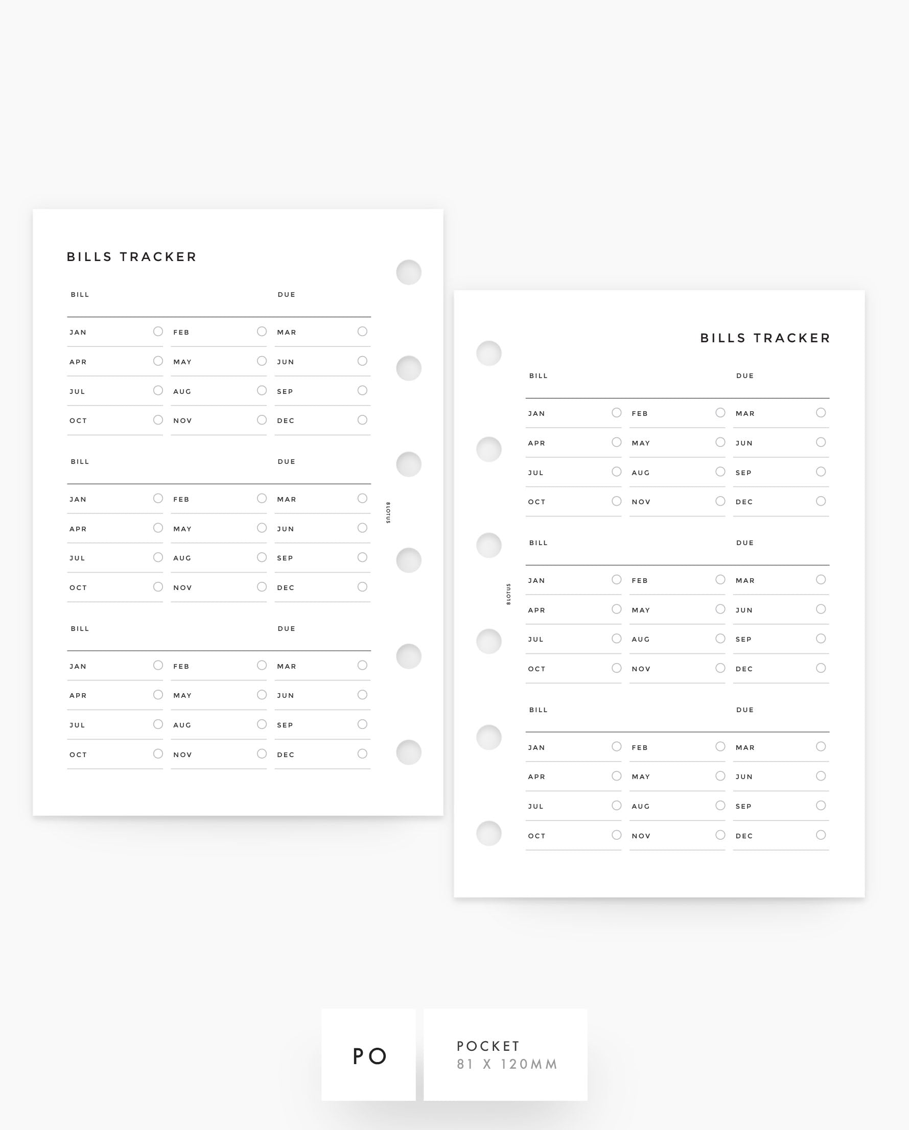 MN231 - Yearly Variable Bills Tracker Planner Inserts