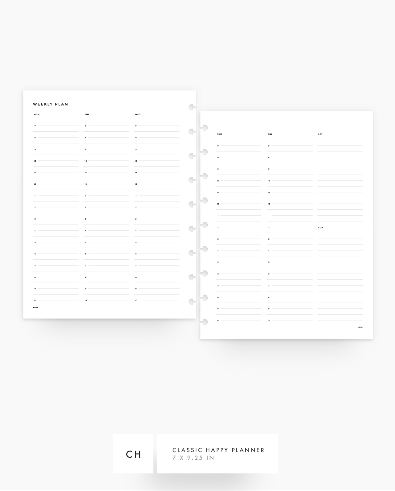 MN192 - Weekly Half Hour Schedule Planner Inserts - SPECIAL ORDER