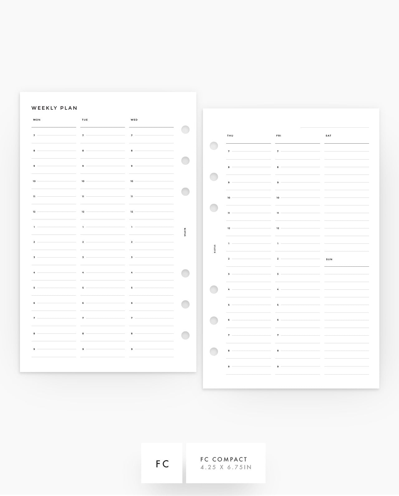 MN192 - Weekly Half Hour Schedule Planner Inserts - SPECIAL ORDER