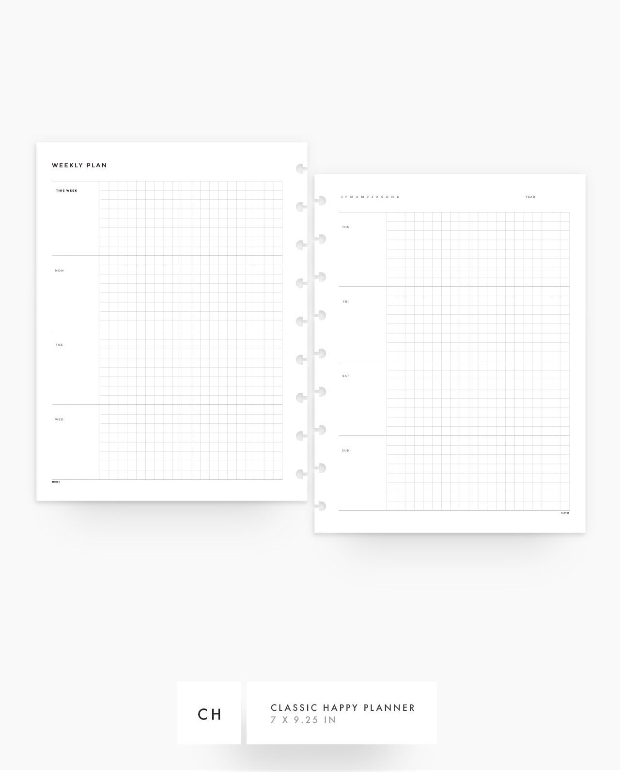 MN137 - Weekly Horizontal Planner - GRID - PDF