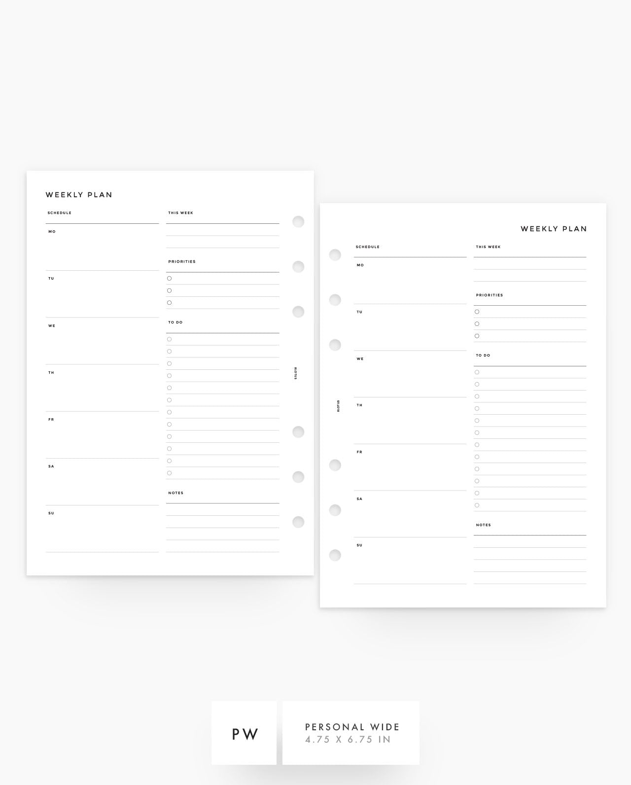 MN007 - Weekly Overview Planner Inserts