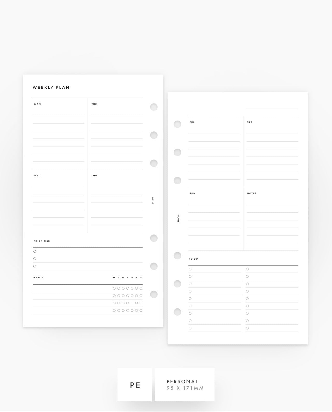 MN072 - Weekly Plan Sections Detailed - Planner Inserts - SPECIAL ORDER