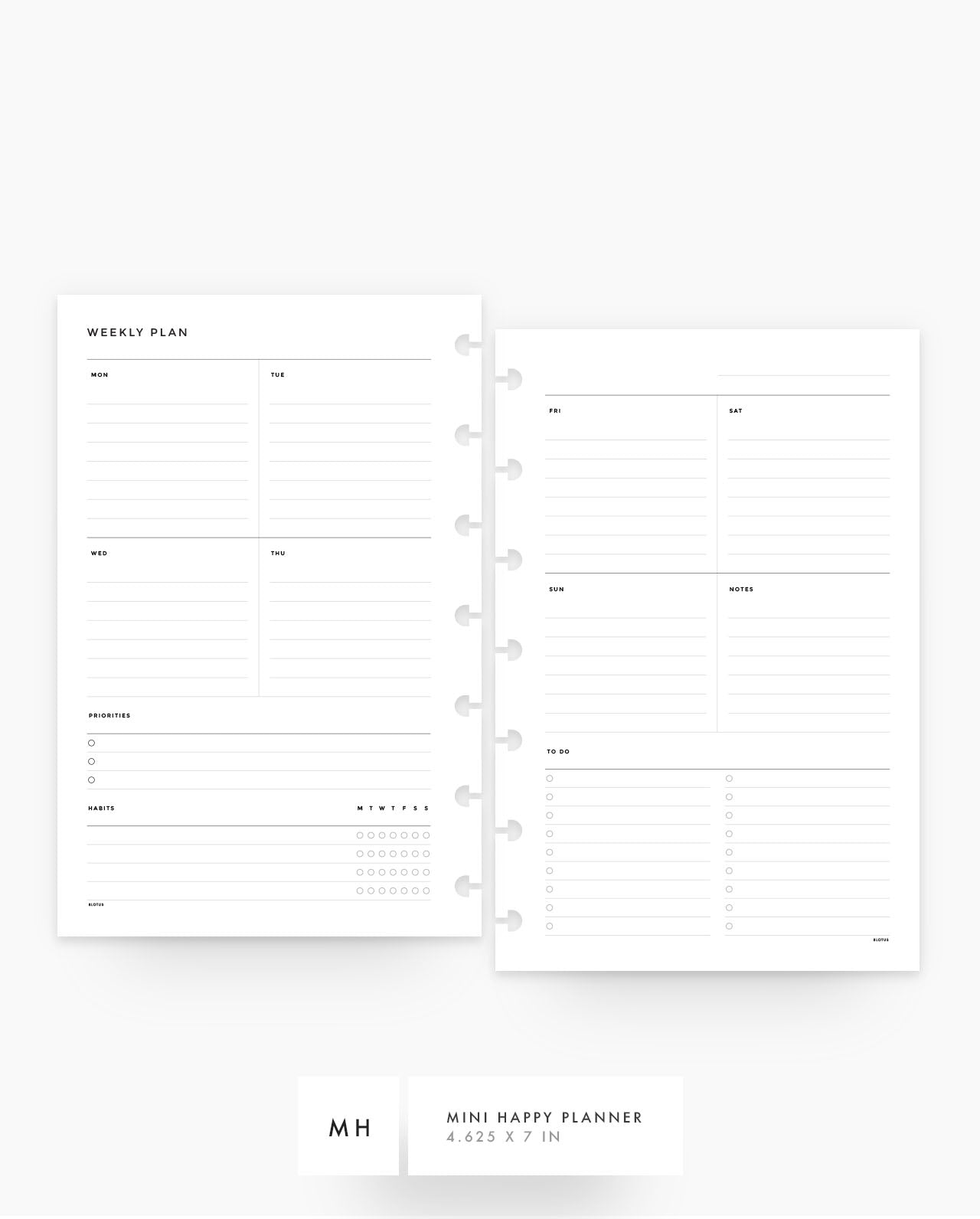MN072 - Weekly Plan Sections Detailed - Planner Inserts - SPECIAL ORDER