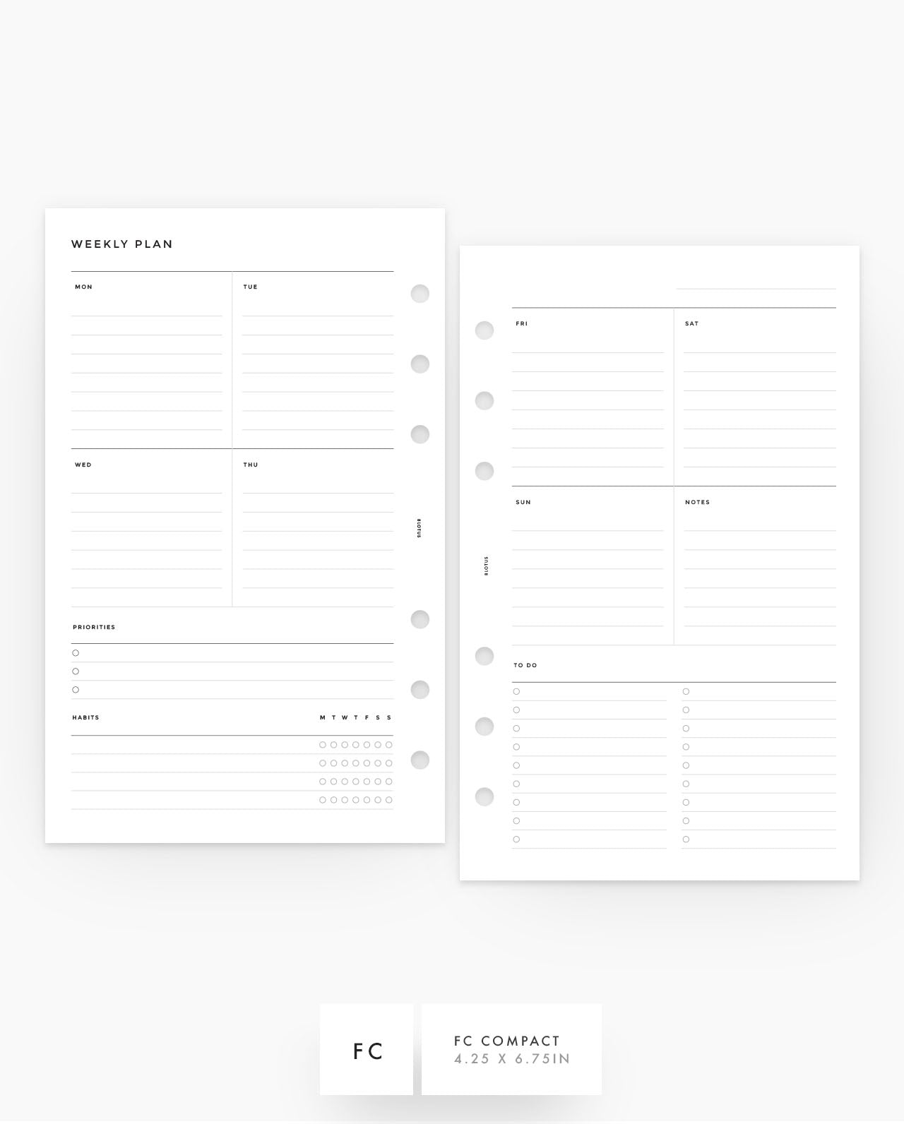 MN072 - Weekly Plan Sections Detailed - Planner Inserts - SPECIAL ORDER