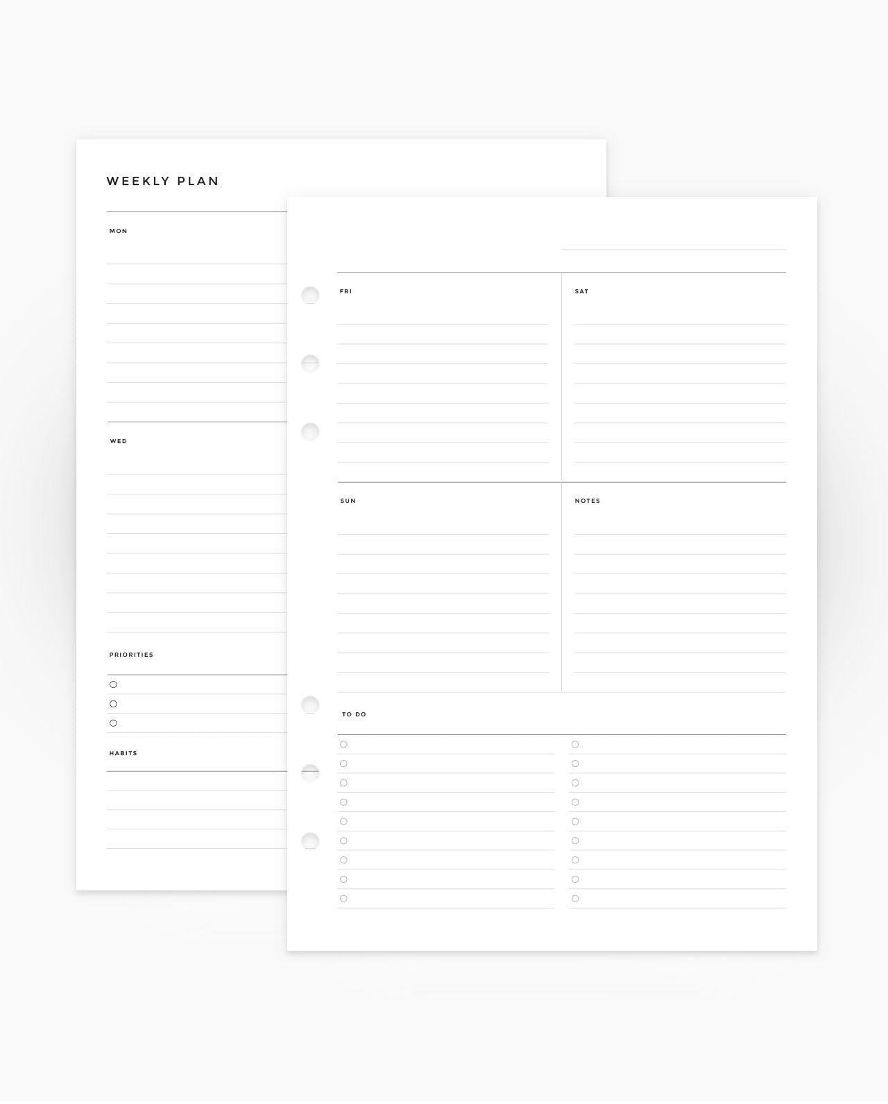 MN072 - Weekly Plan Sections Detailed - Planner Inserts - SPECIAL ORDER