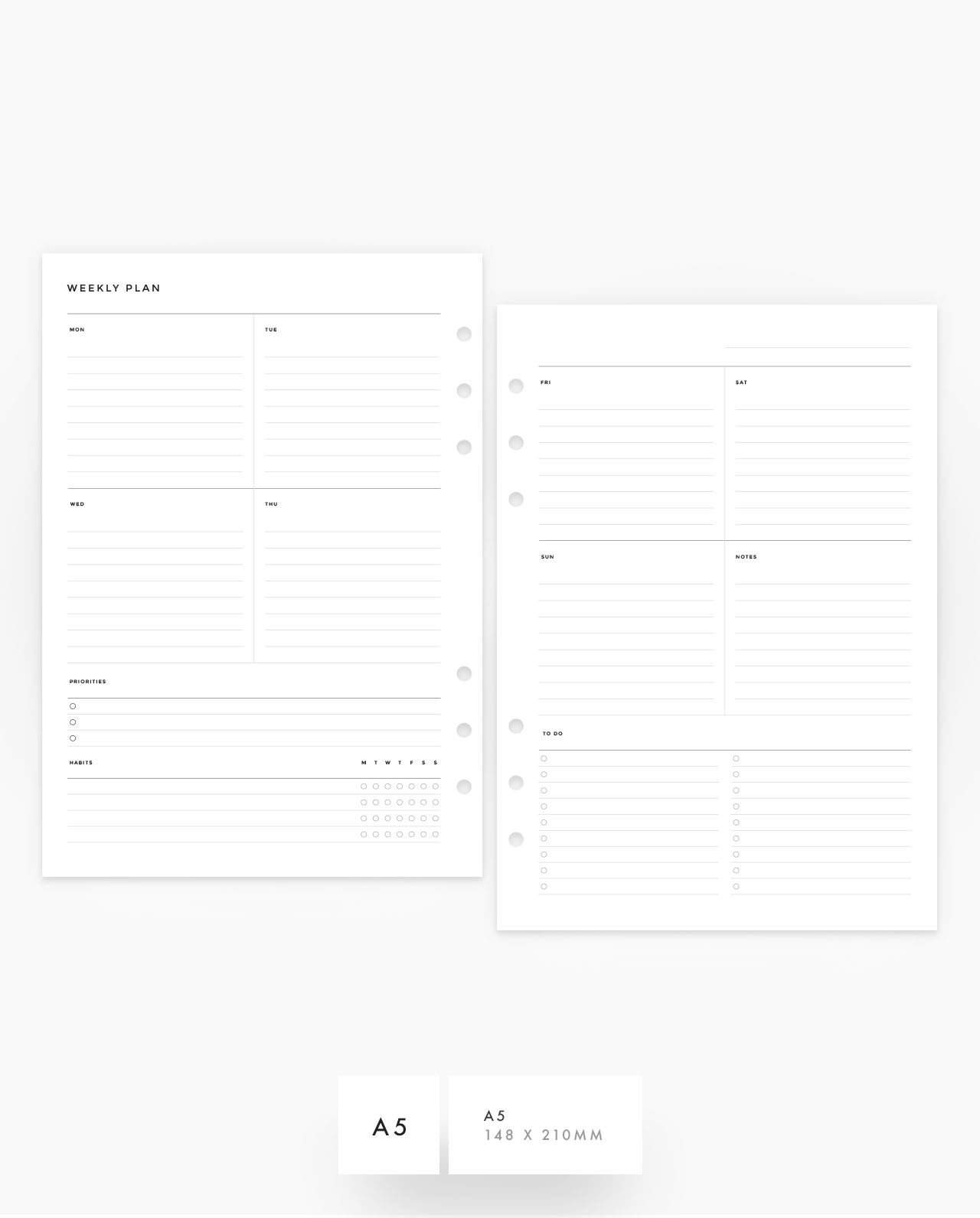 MN072 - Weekly Plan Sections Detailed - Planner Inserts - SPECIAL ORDER