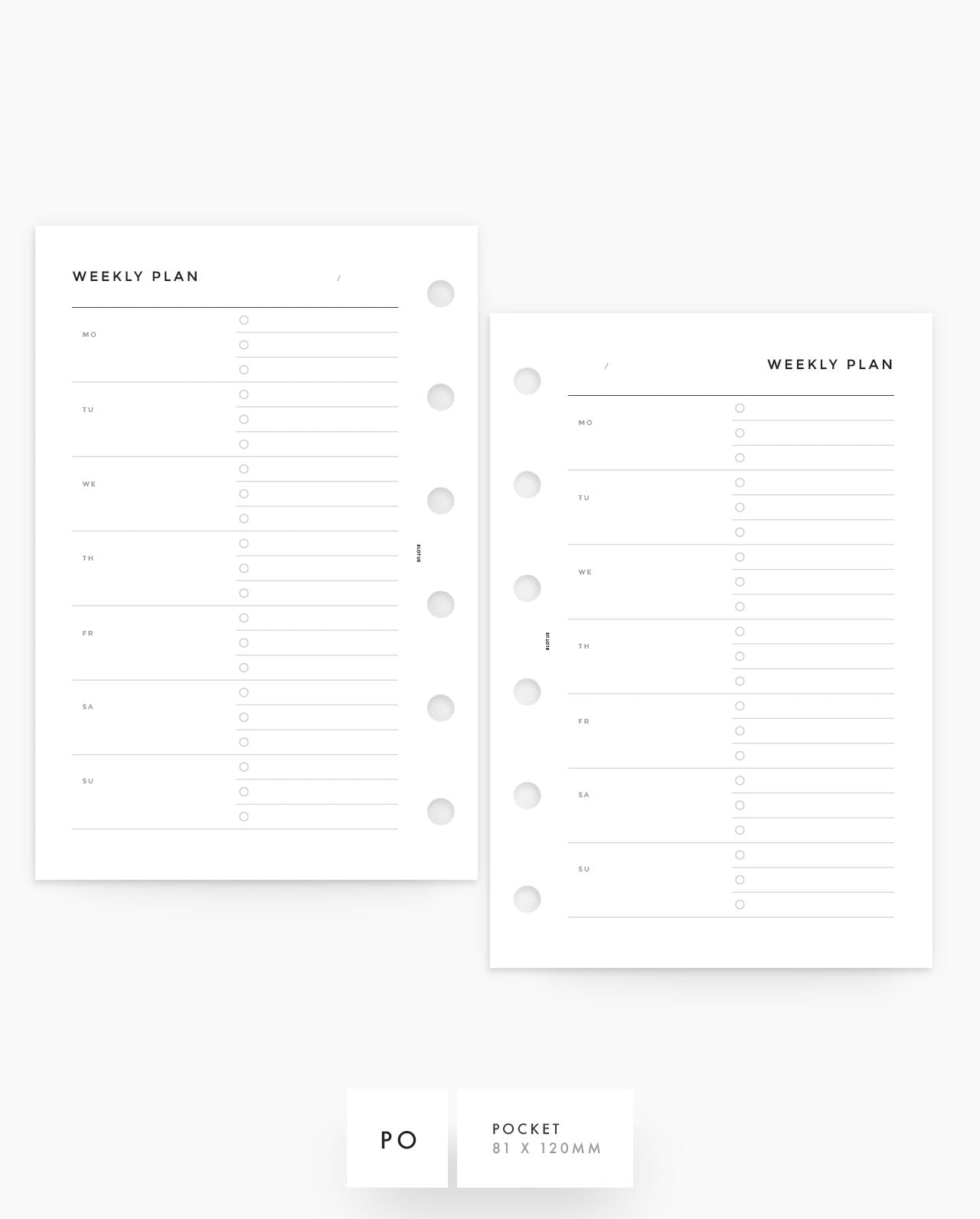 MN132 - WEEKLY OVERVIEW HORIZONTAL - CHECKLIST Planner Inserts (Special Order)
