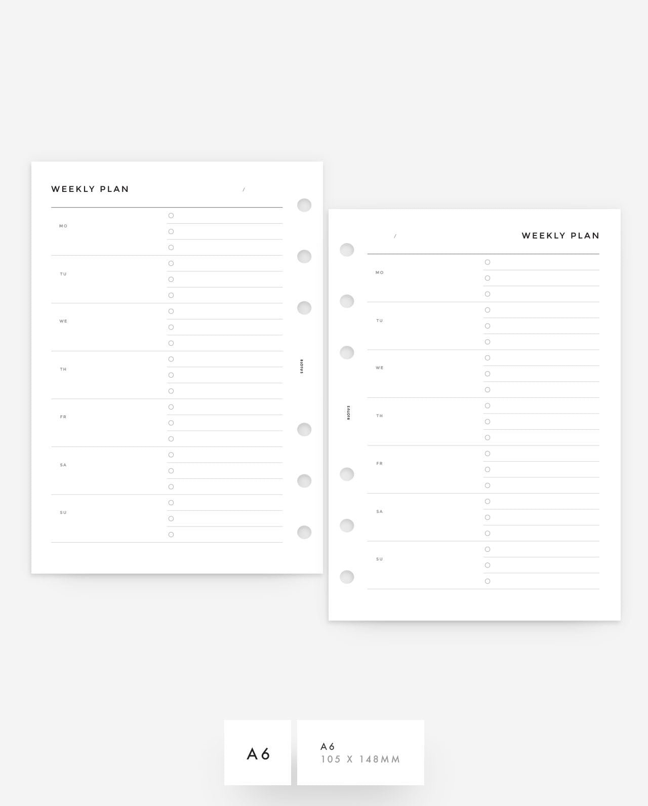 MN132 - WEEKLY OVERVIEW HORIZONTAL - CHECKLIST Planner Inserts (Special Order)