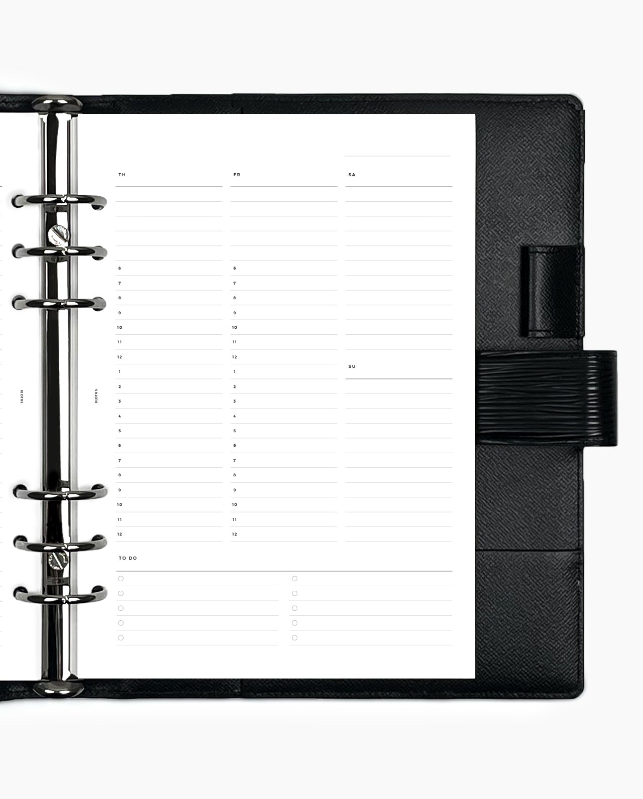PRINTED A5 Daily Planner Inserts Hourly 6 Ring Binder 