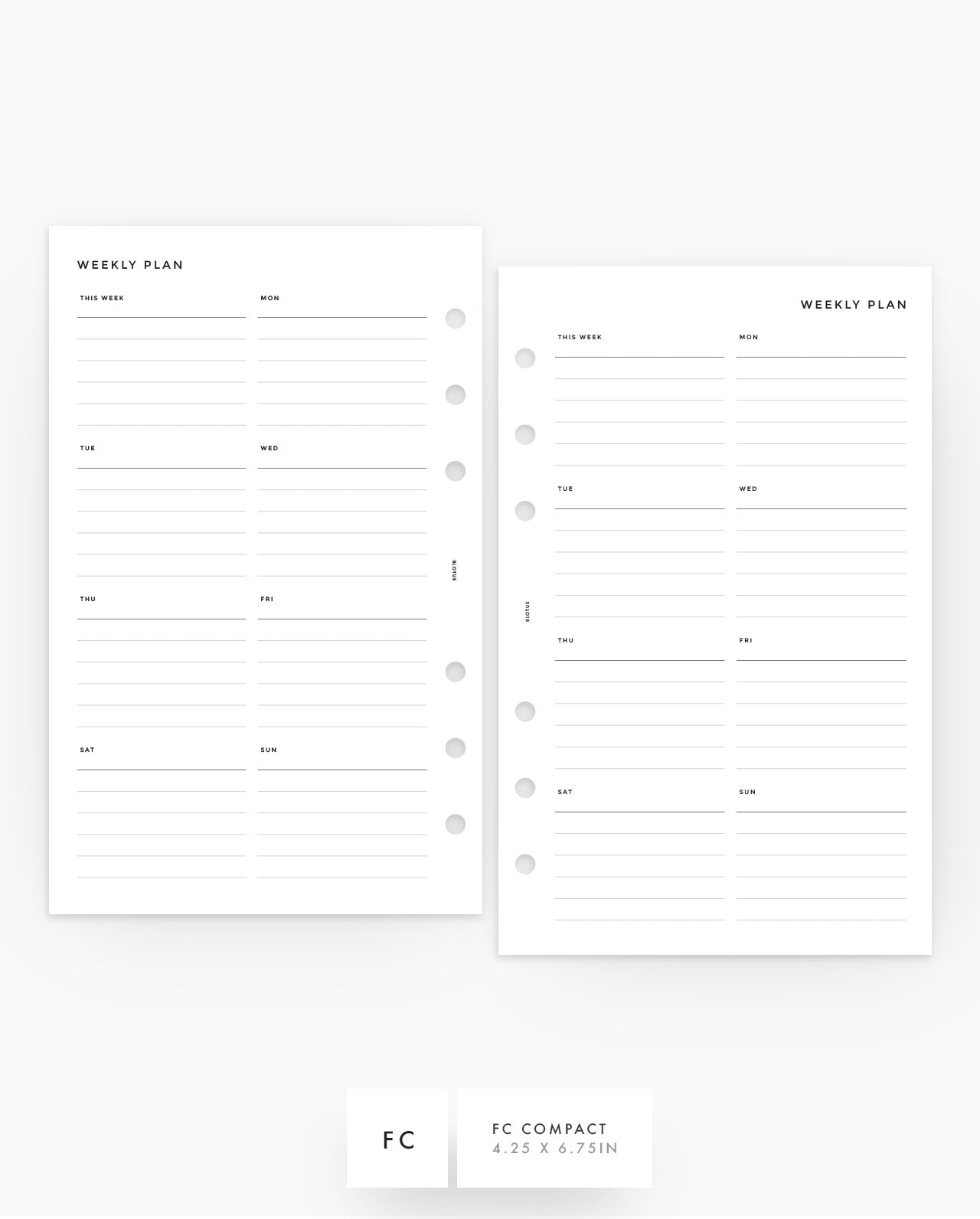 MN280 - Weekly Overview Lined Planner Inserts - SPECIAL ORDER