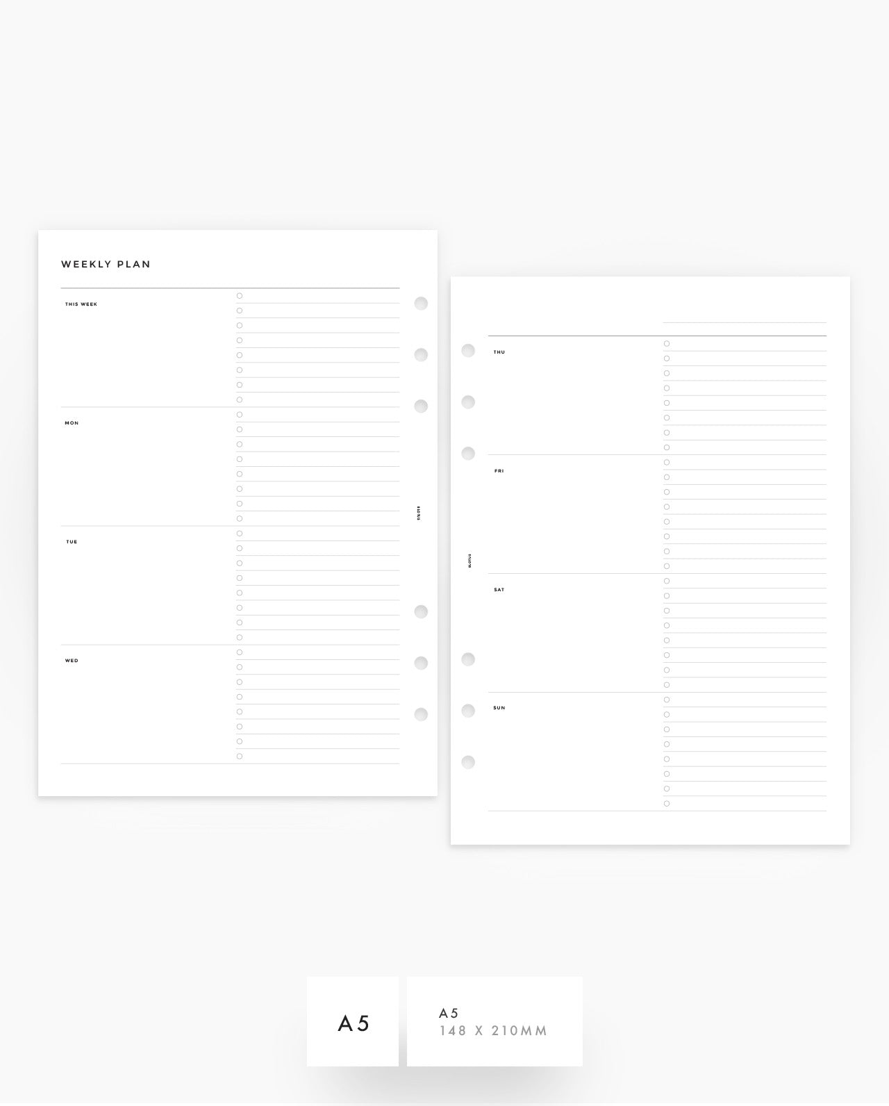 MN248 - Weekly Planner Inserts - WO2P - SPECIAL ORDER