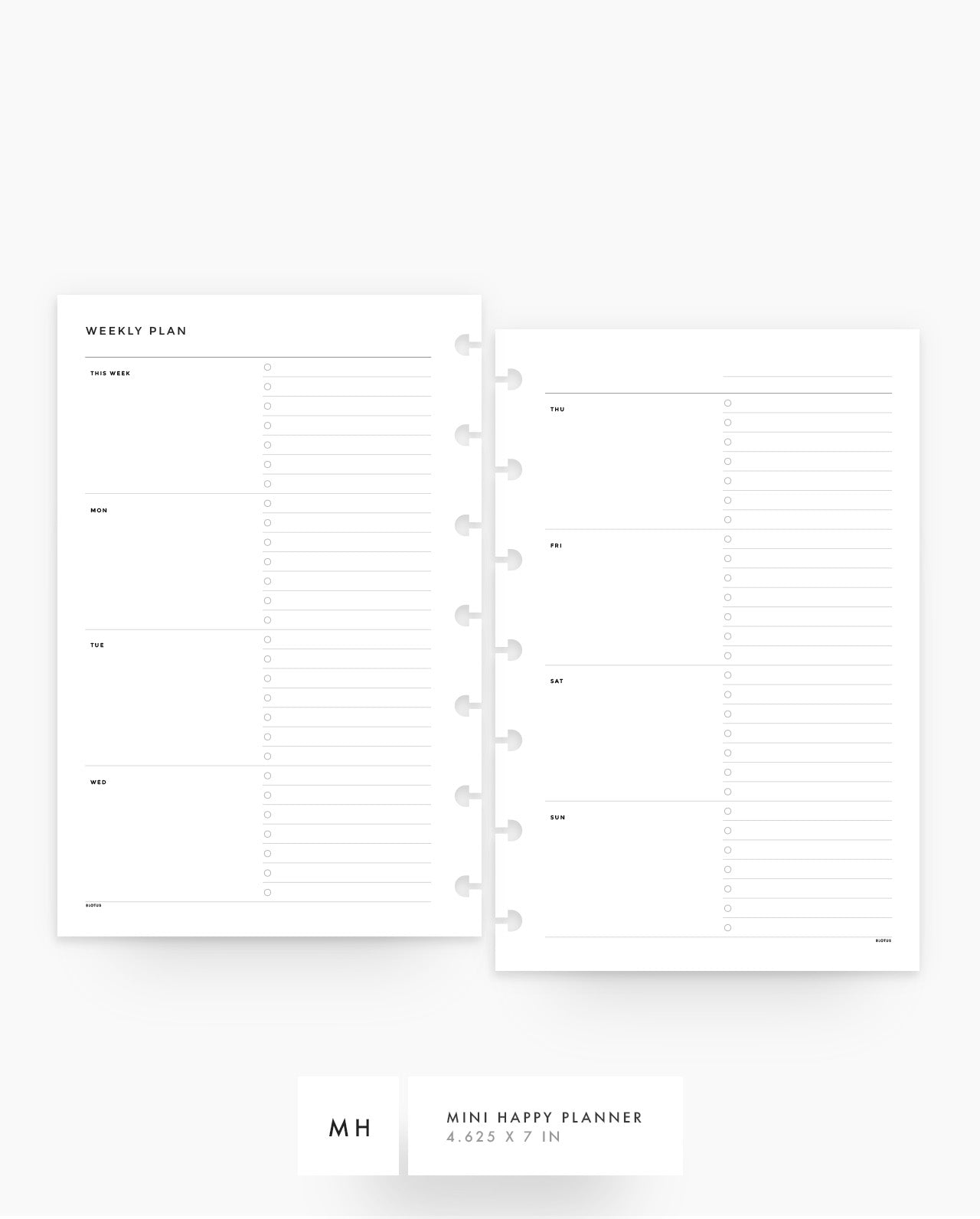 MN248 - Weekly Planner Inserts - WO2P - SPECIAL ORDER