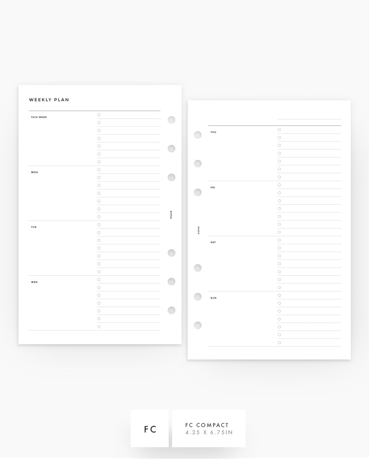 MN248 - Weekly Planner Inserts - WO2P - SPECIAL ORDER