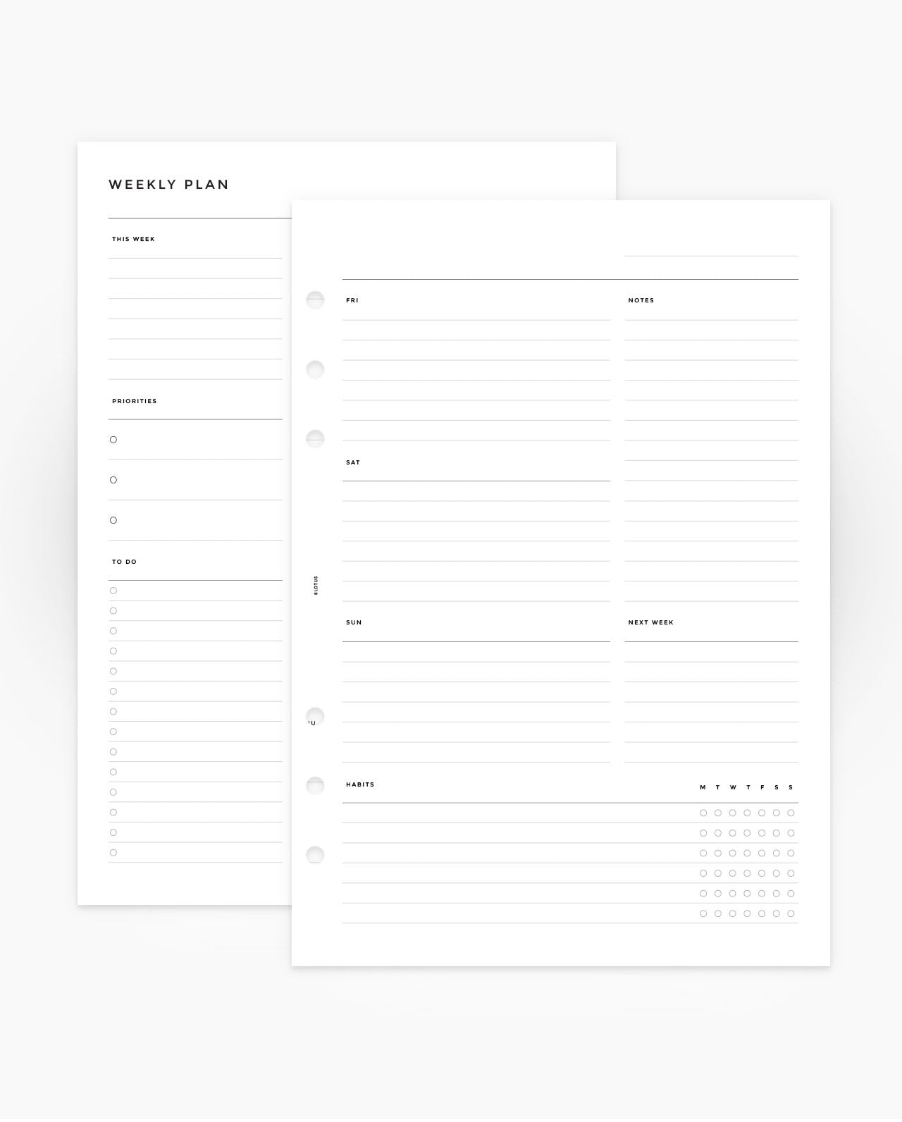 MN262 - Weekly Sectional - Lined - Planner Inserts (Special Order)