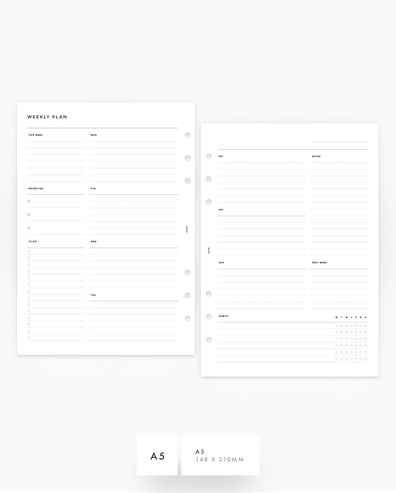 MN262 - Weekly Sectional - Lined - Planner Inserts (Special Order)