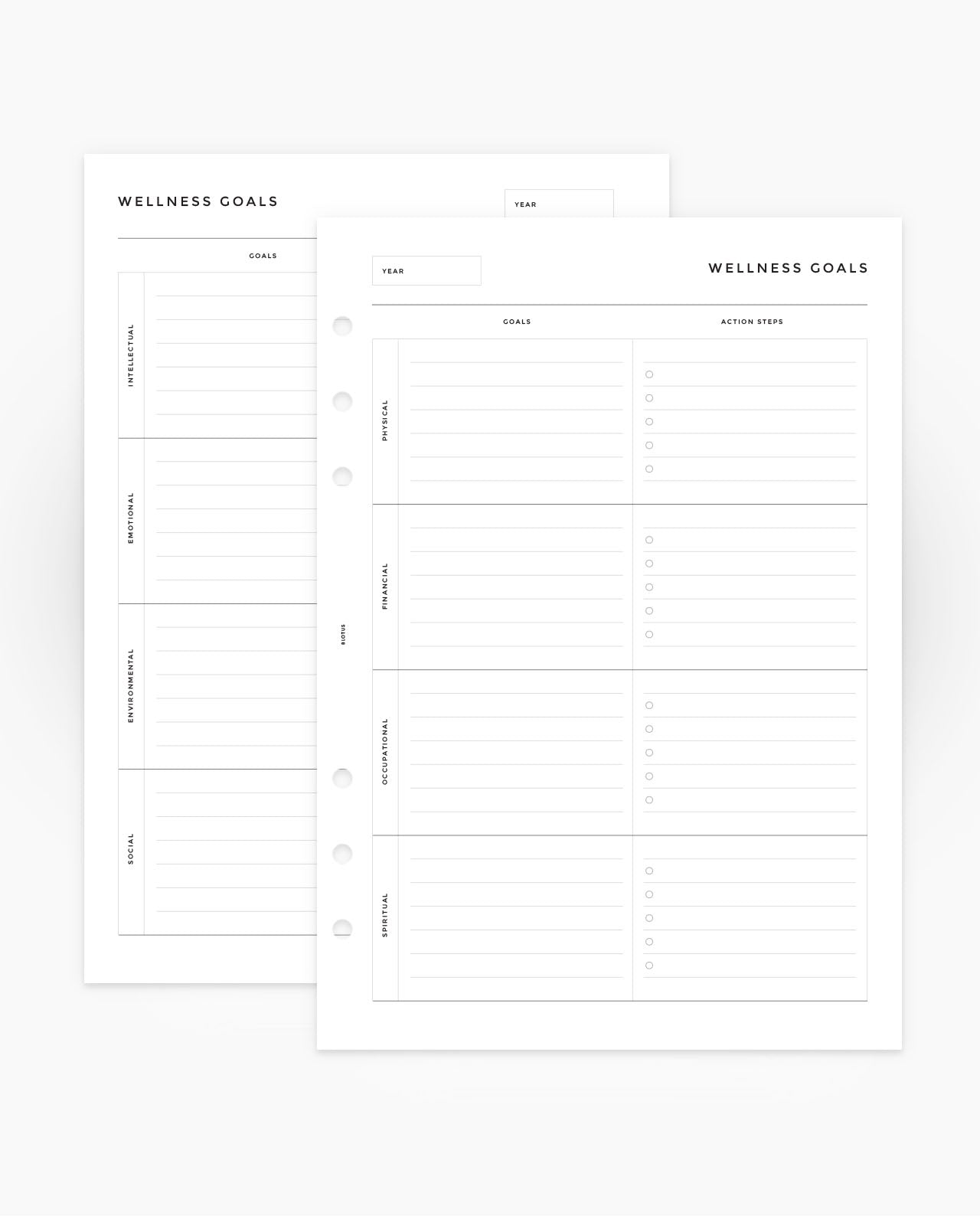 MN272 - Wellness Goals - Planner Inserts - SPECIAL ORDER
