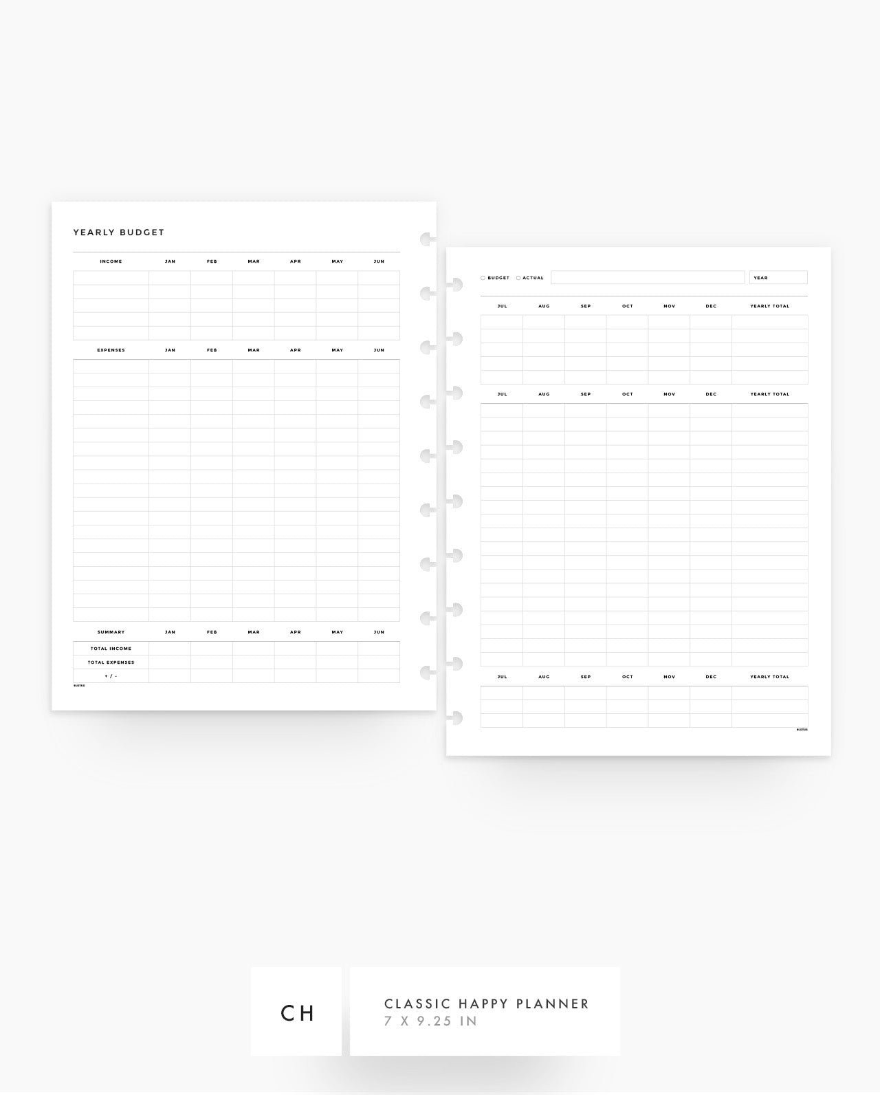 MN281 - Yearly Budget Planner Inserts - SPECIAL ORDER