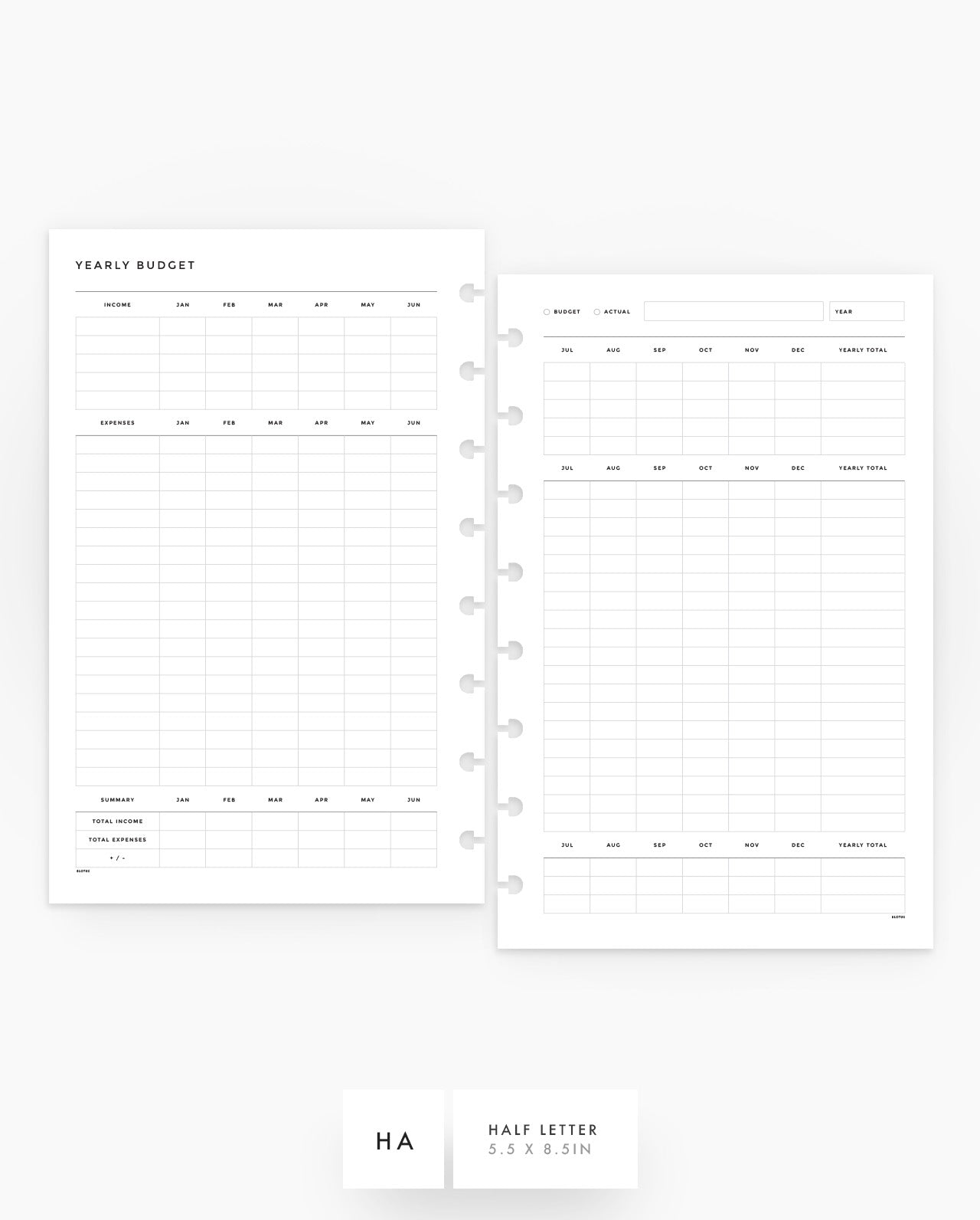 MN281 - Yearly Budget Planner Inserts - SPECIAL ORDER