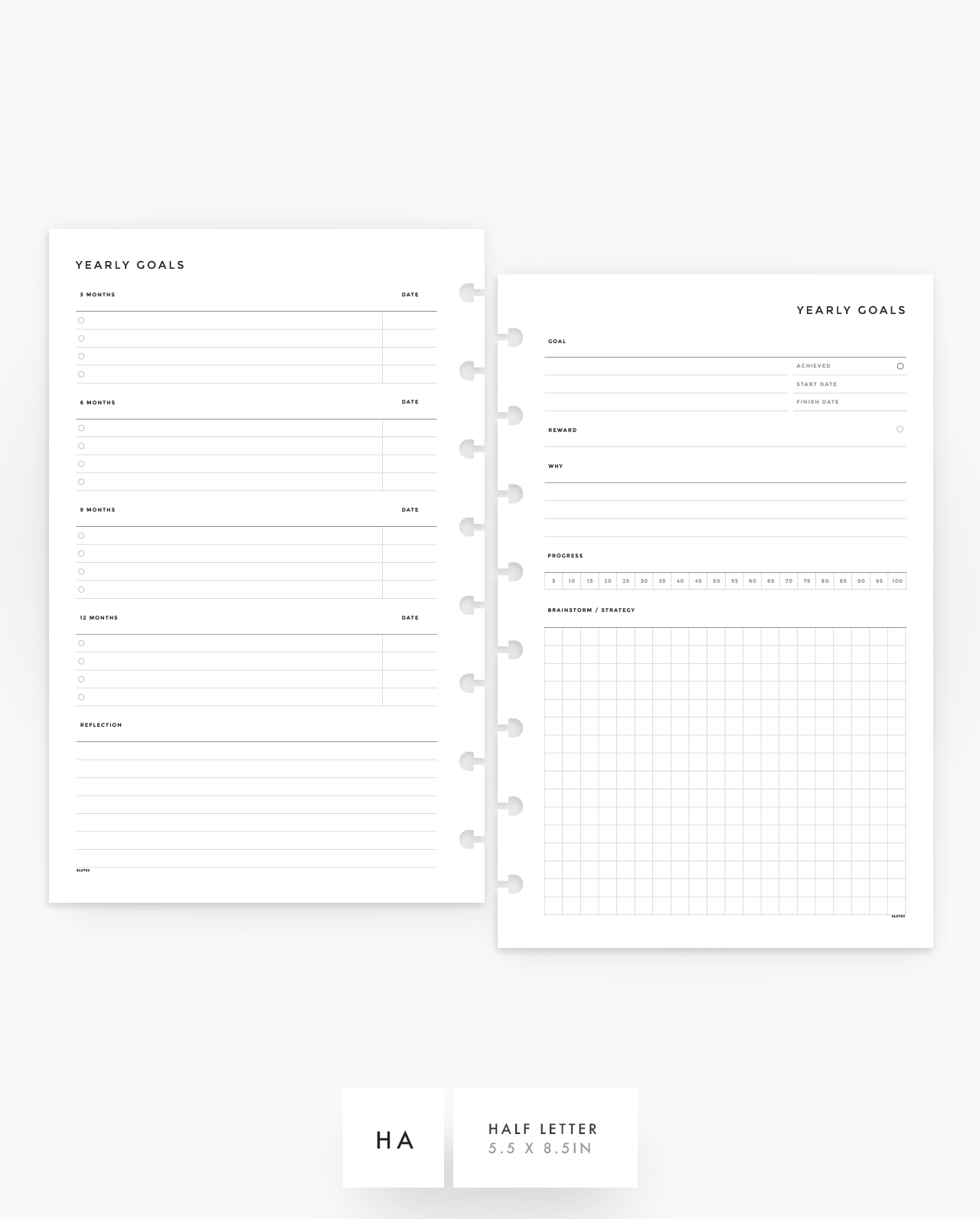 MN193 - Yearly Goals Planner Inserts - SPECIAL ORDER