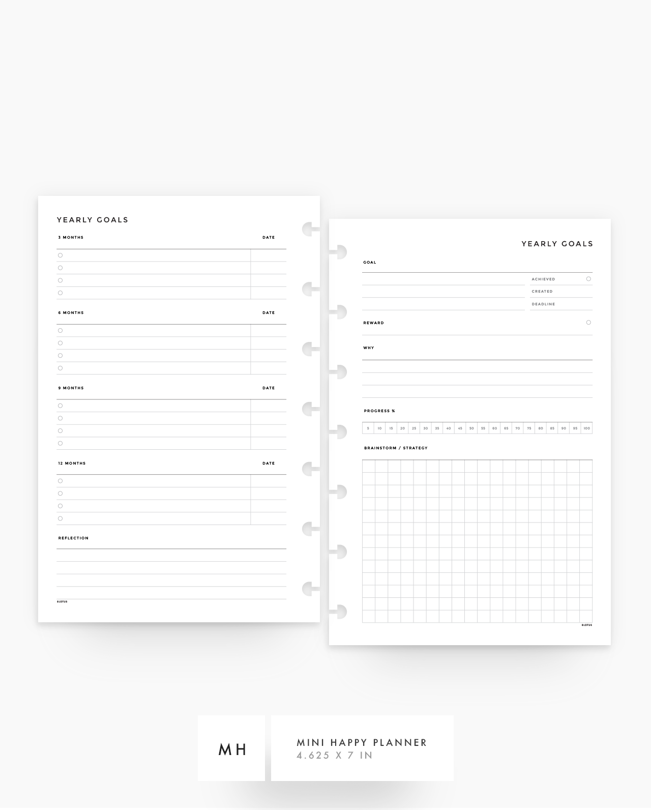 MN193 - Yearly Goals Planner Inserts - SPECIAL ORDER