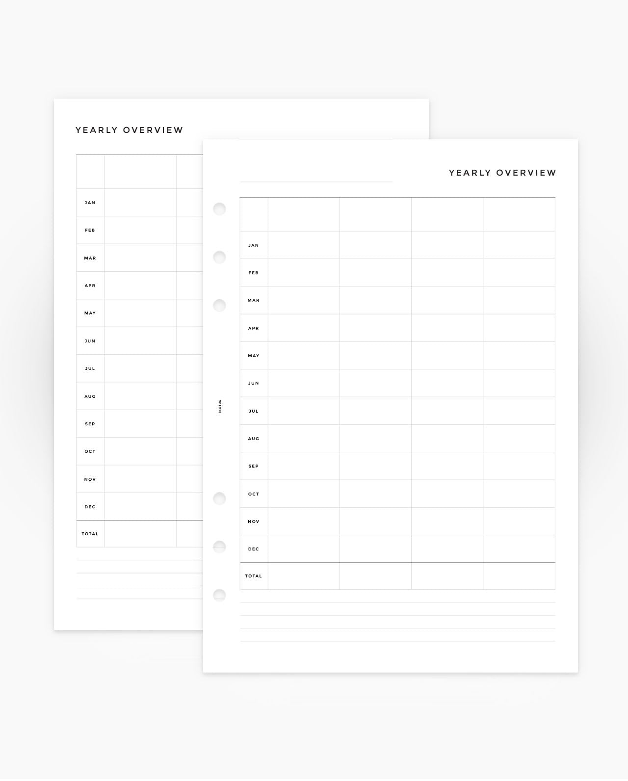 MN269 - Vertical Yearly Overview - Planner Inserts - SPECIAL ORDER