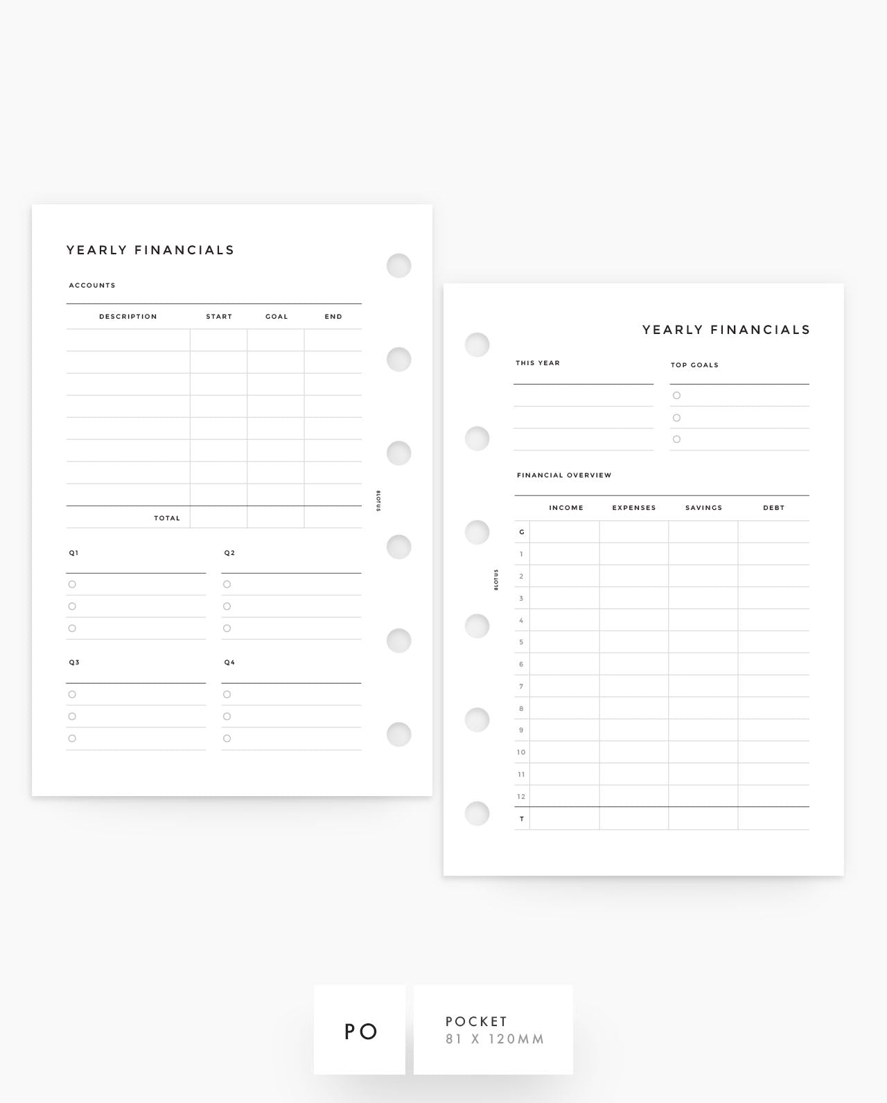 MN147 - Yearly Financial Overview - Planner Inserts (Special Order)