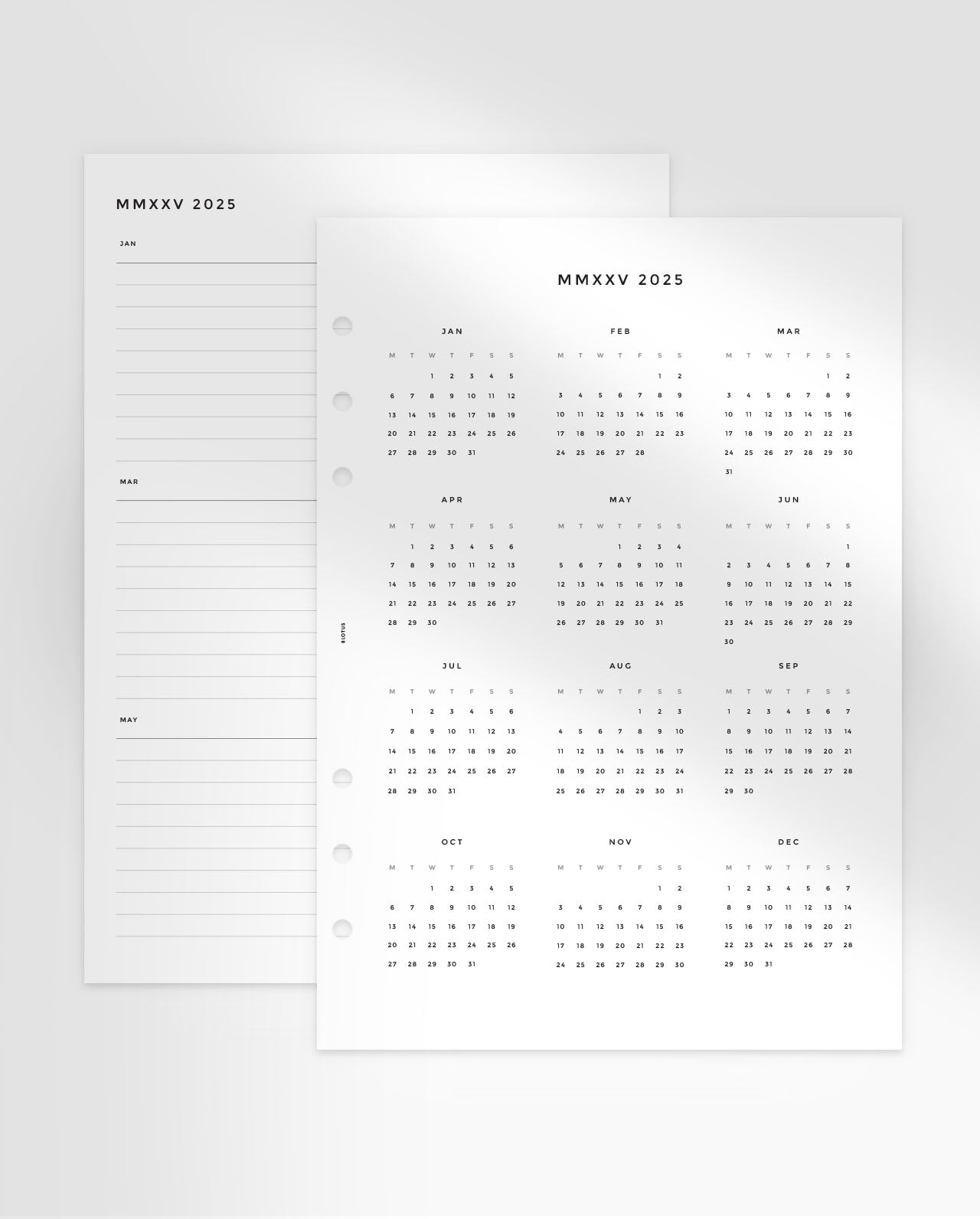 MN018 - 2025 Yearly Overview - Printable PDF