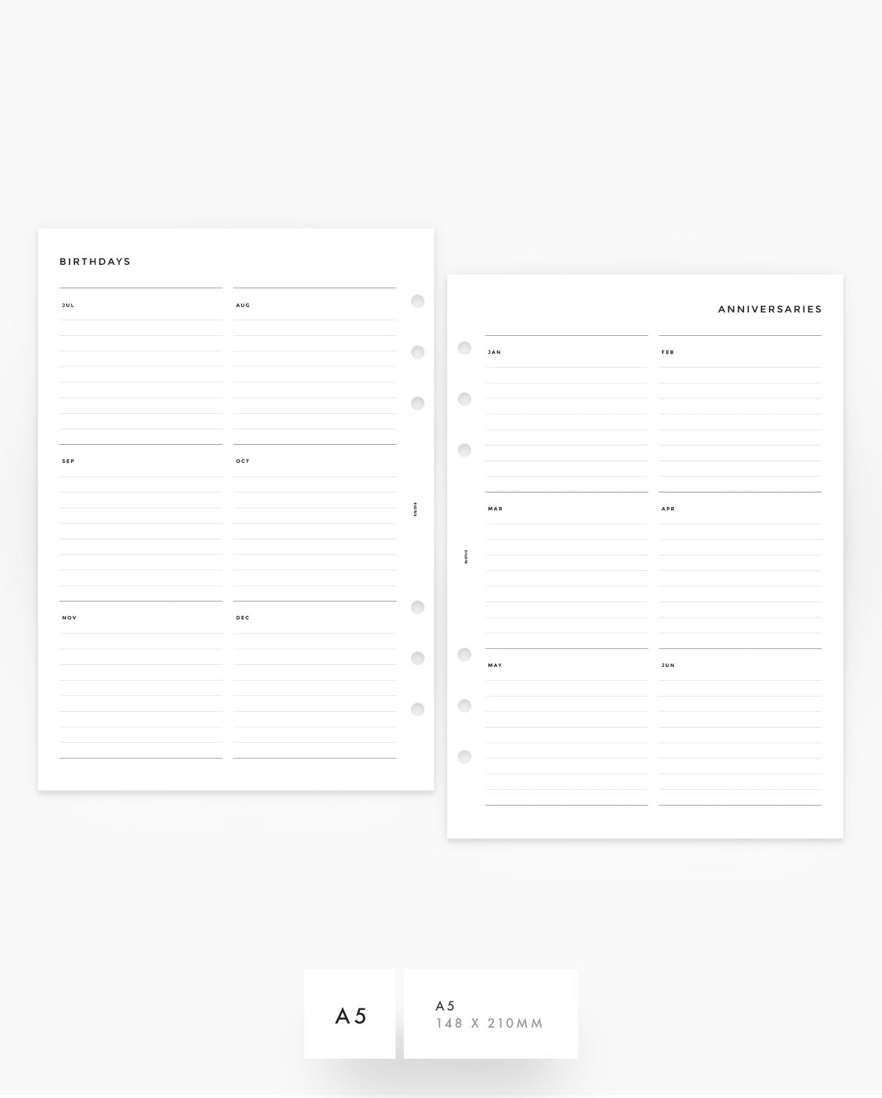 MN121 - Yearly Overview Categories - Planner Inserts - SPECIAL ORDER