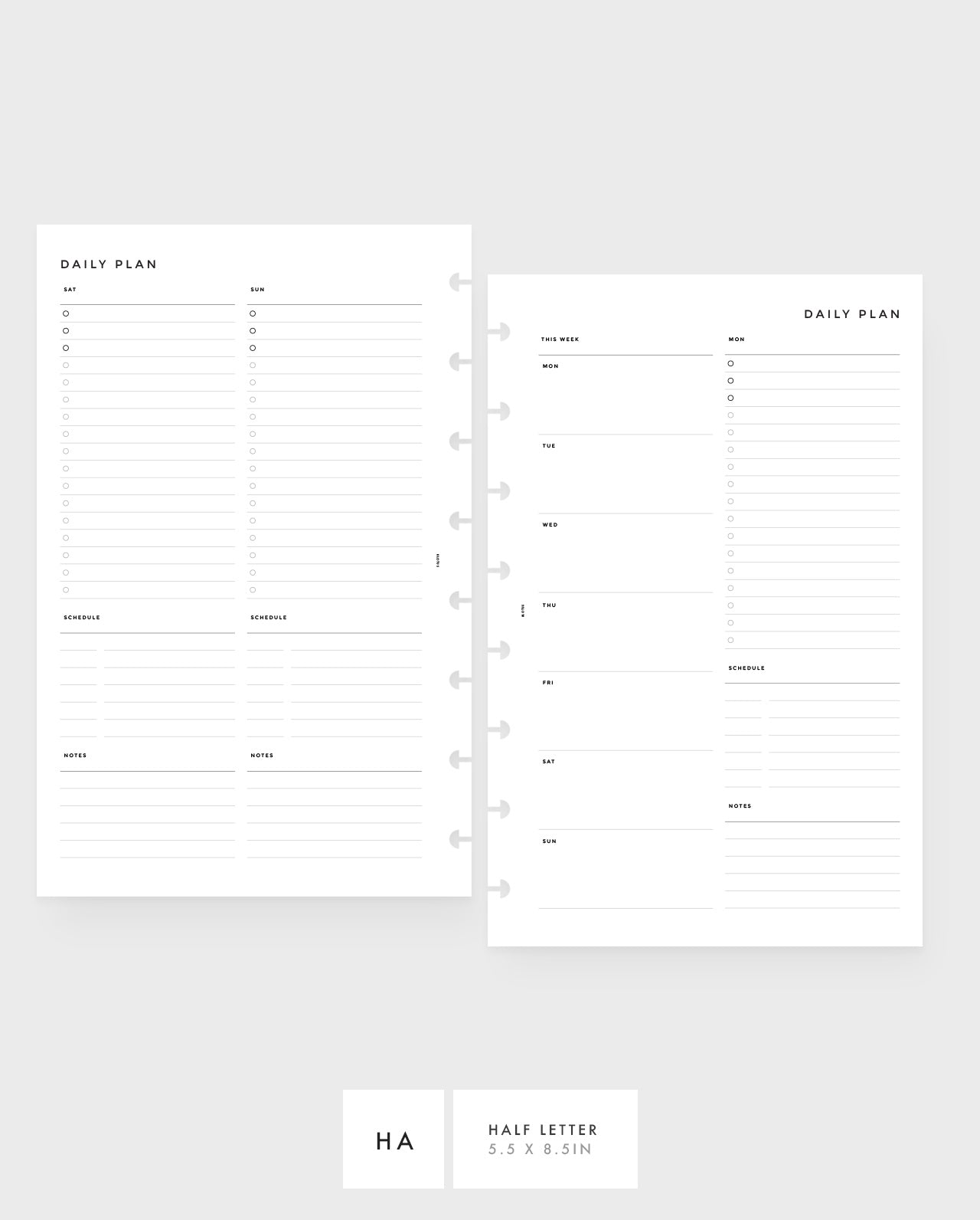 MN080 - Daily Planner - To Do, Schedule, Notes - 2D01P / WO4P (Special Order)