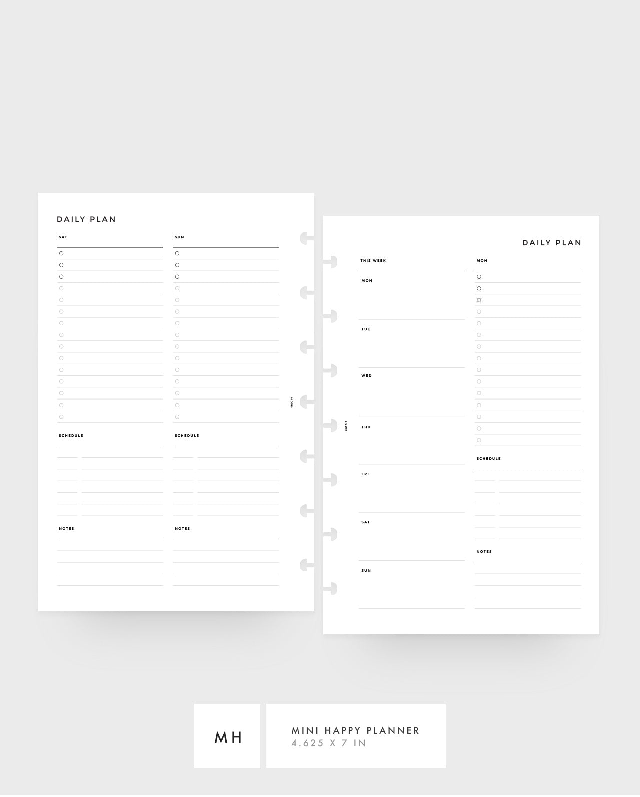 MN080 - Daily Planner - To Do, Schedule, Notes - 2D01P / WO4P (Special Order)
