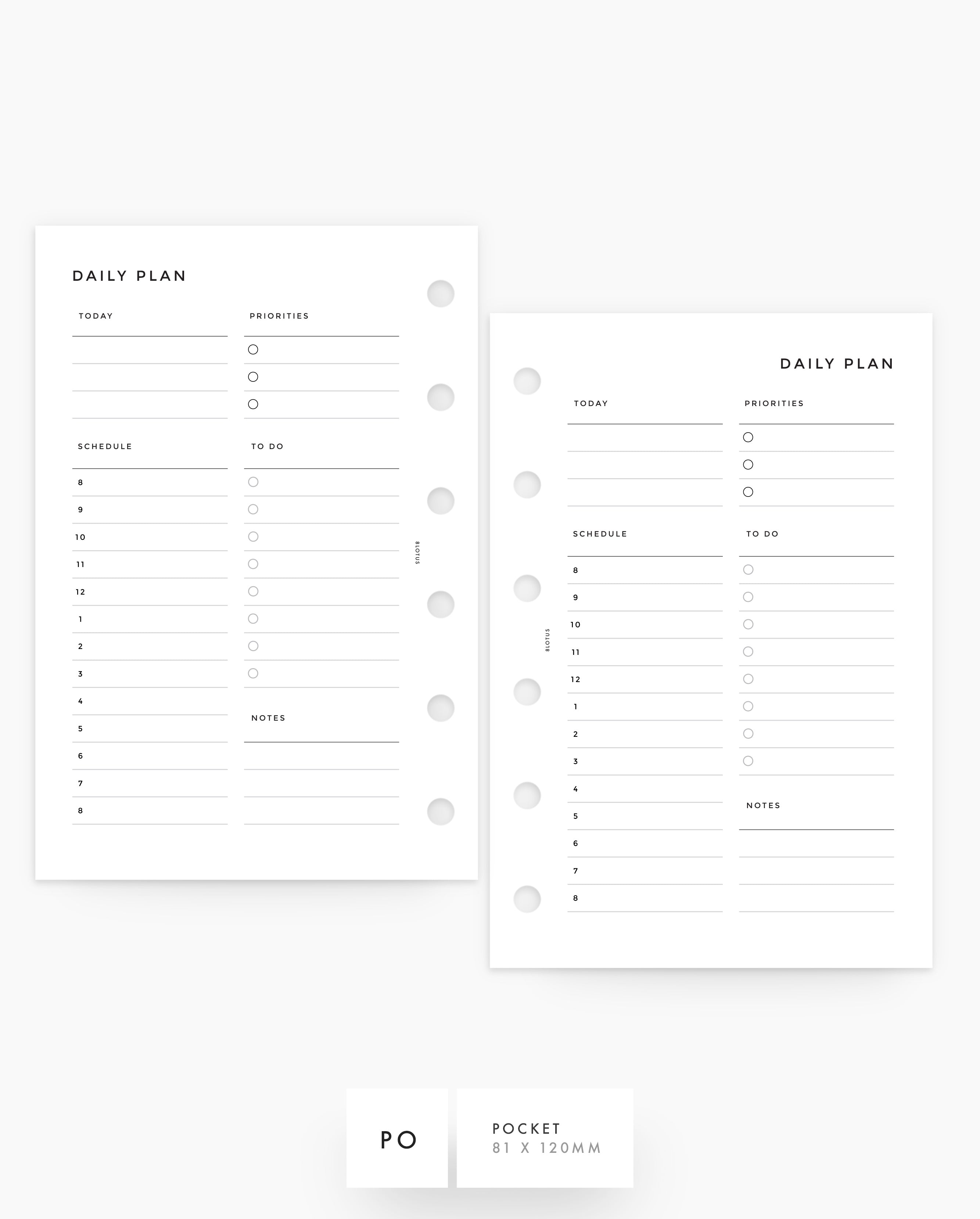 MN004 - Daily Hourly Schedule Planner Inserts