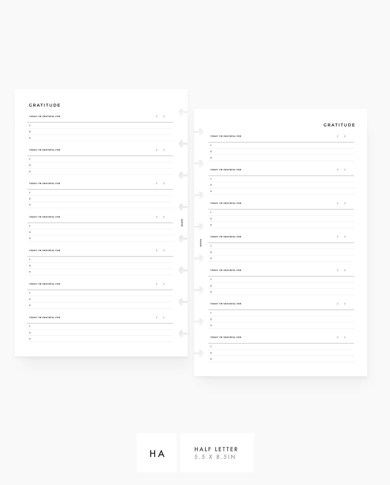 MN006 - Gratitude Journal Planner Inserts