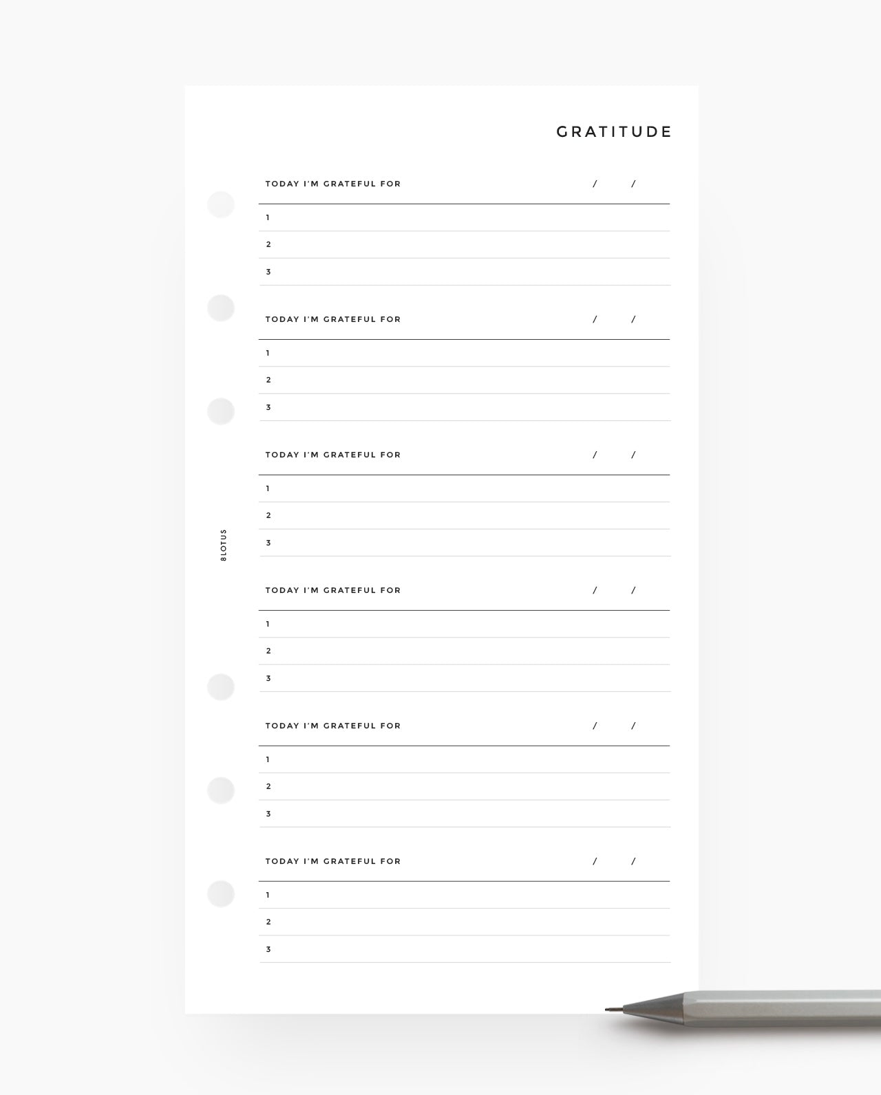 MN006 - Gratitude Journal Planner Inserts