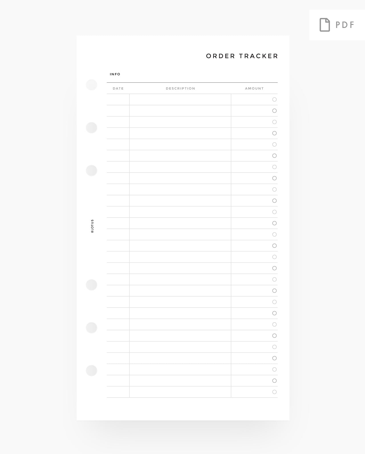 A6 Planner Inserts Purchase Tracker Printable Online Shopping List