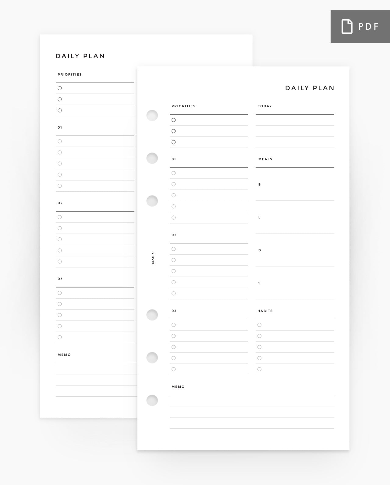 MN017 - Daily Planner - Lists, Menu, Habits - PDF