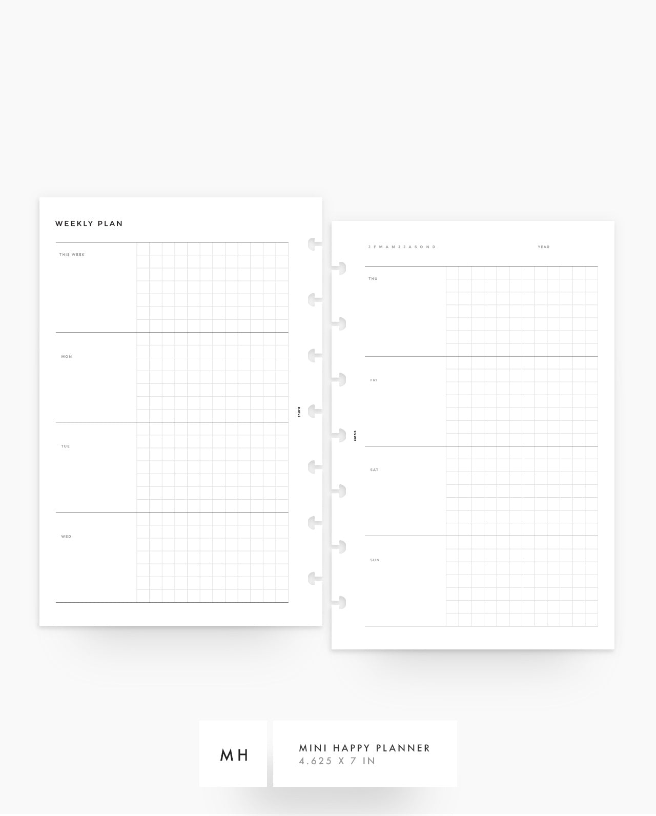 MN137 - Weekly Horizontal Planner - GRID - PDF